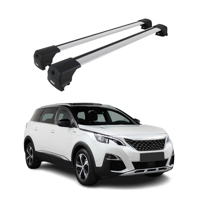 Barres De Toit Transversales pour Peugeot 5008 2017-2023 Aluminium 2Pcs Gris ABE