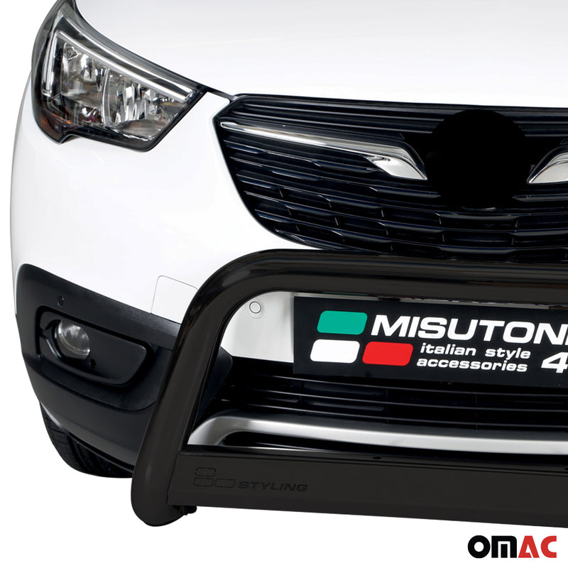 Pare-buffle Avant pour Opel Crossland X 2017-2025 63mm en Acier Inoxydable Noir