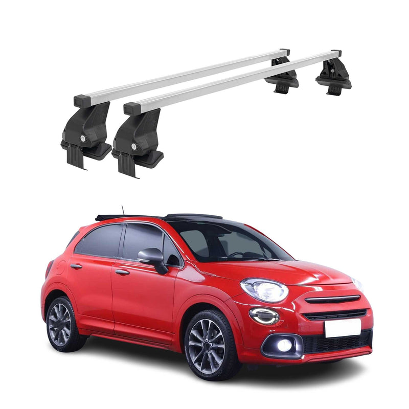 Barres de toit transversales pour Fiat 500X 2015-2024 Acier Gris