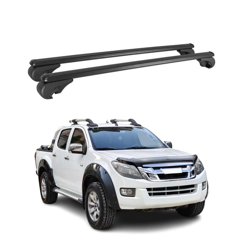 Barres de toit Transversales pour Isuzu D-Max 2012-2024 Aluminium Noir