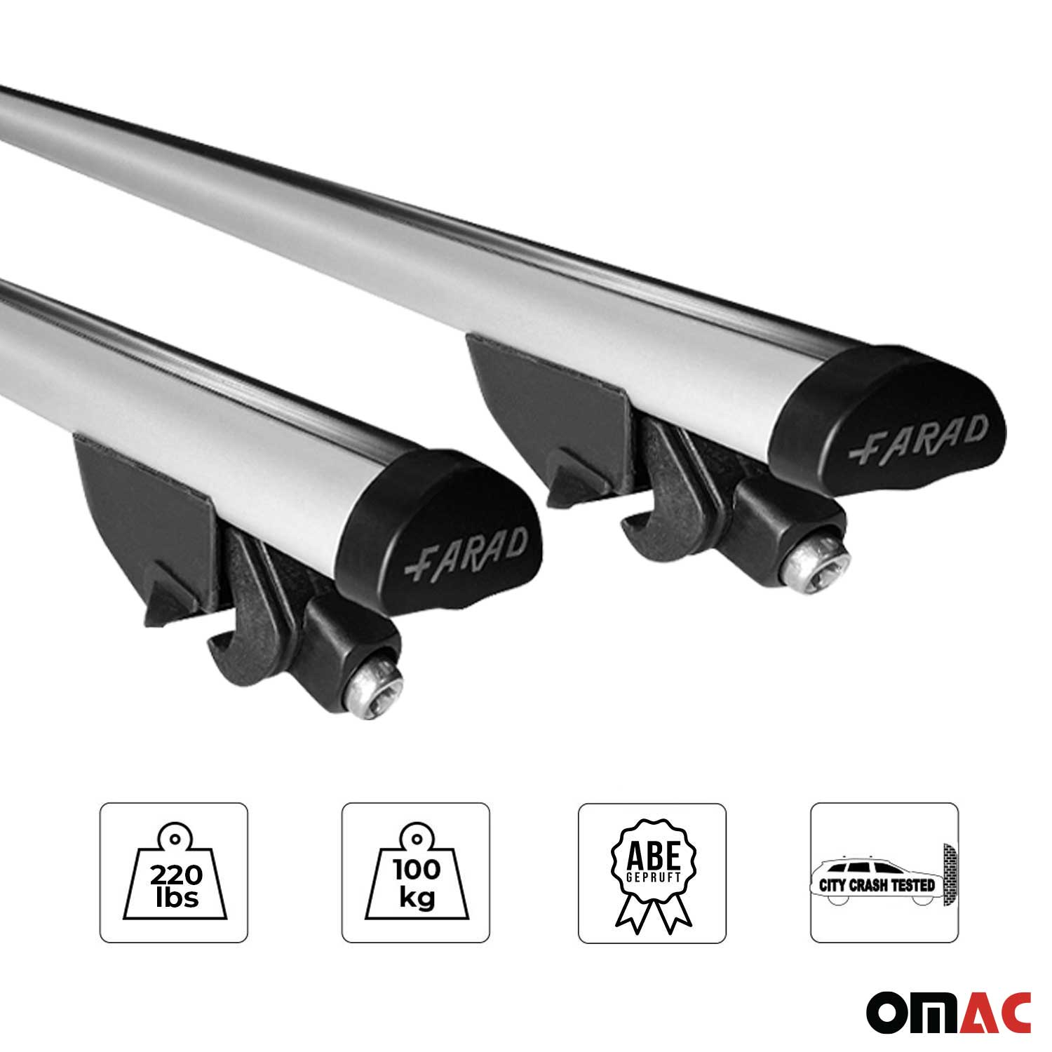 Barres de toit transversales pour Volvo V90 2016-2020 2 pcs en Alu gris TÜV ABE