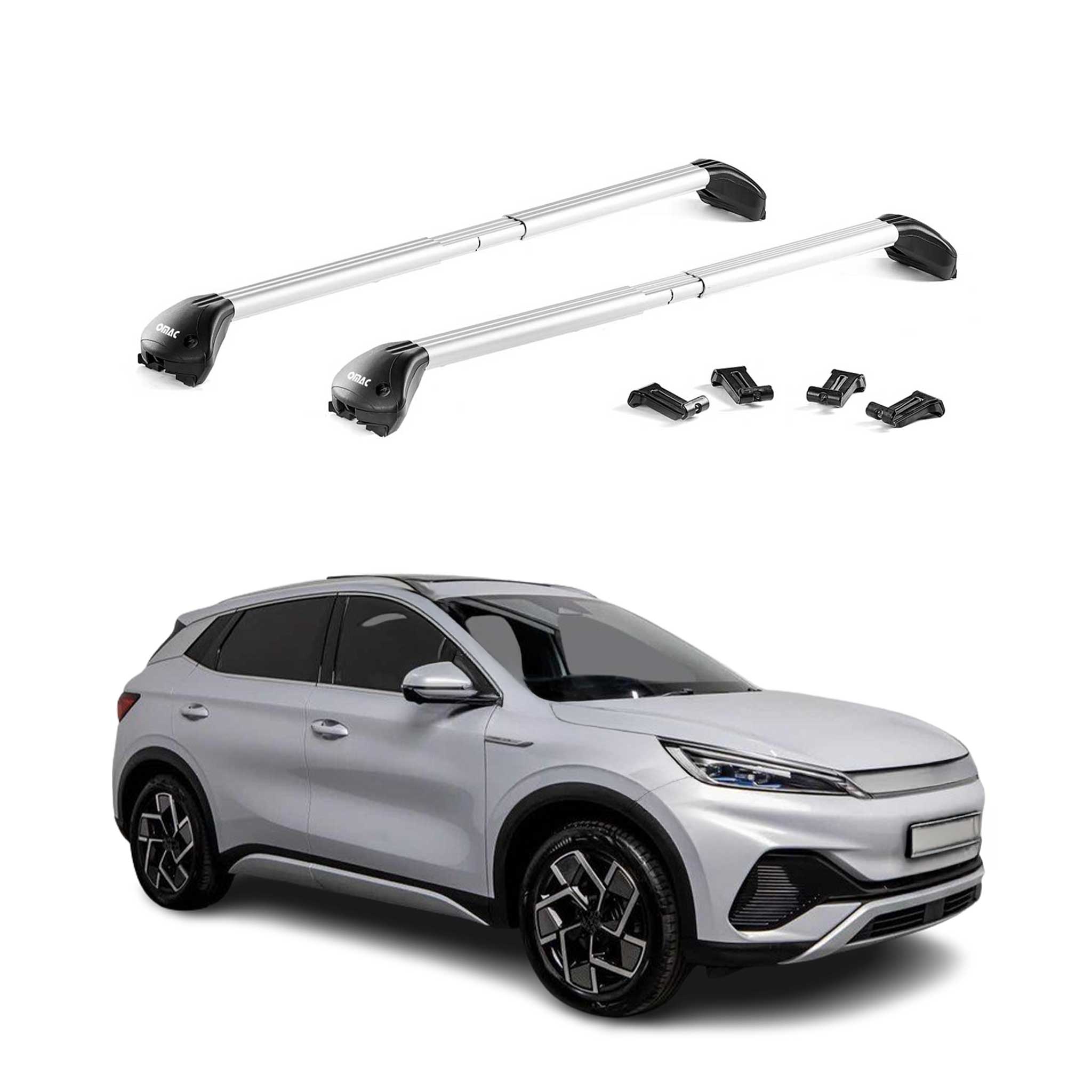Barres de toit transversales pour BYD Atto 3 2023-2026 Alu Gris Argenté 2Pcs ABE
