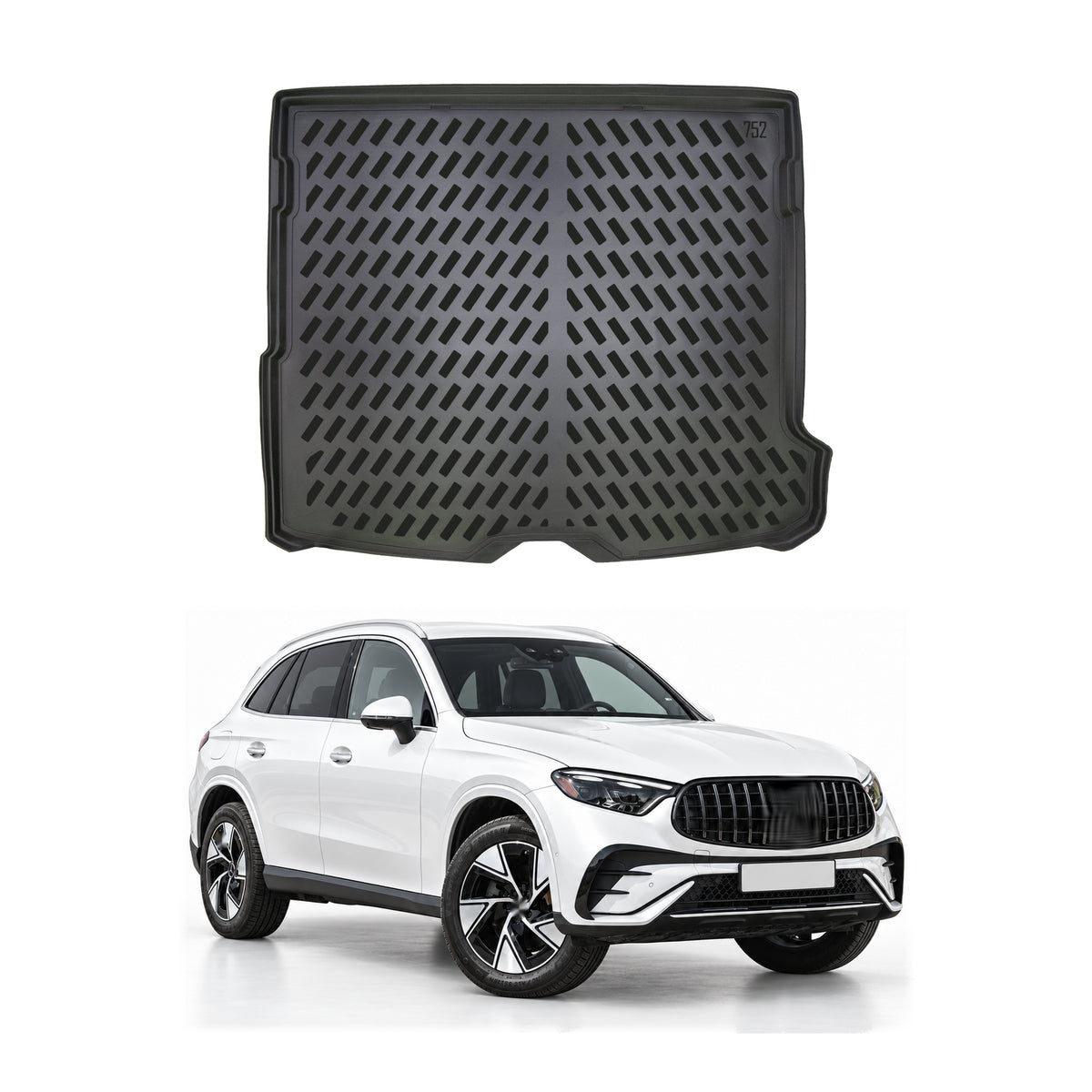 Tapis de coffre pour Mercedes-Benz GLC X254 2022-2027 Noir 3D en Caoutchouc TPE