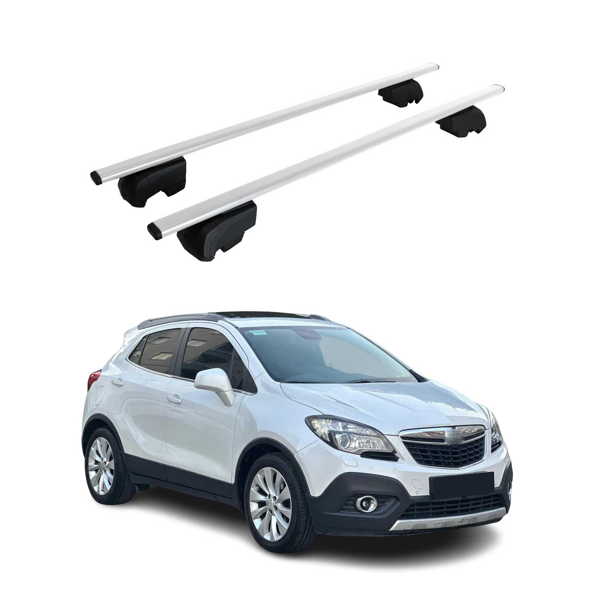 Barres de toit Transversales pour Opel Mokka 2012-2015 Fer Argent ABE