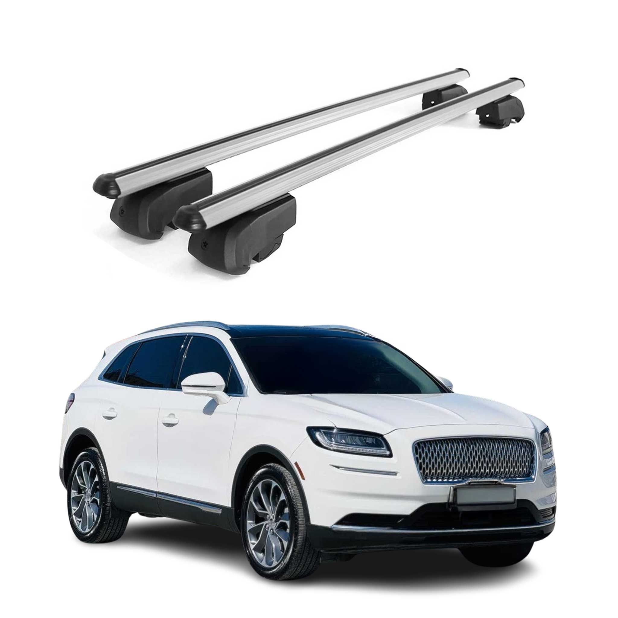 Barres de toit Transversales pour Lincoln Nautilus 2019-2023 Alu Gris ABE