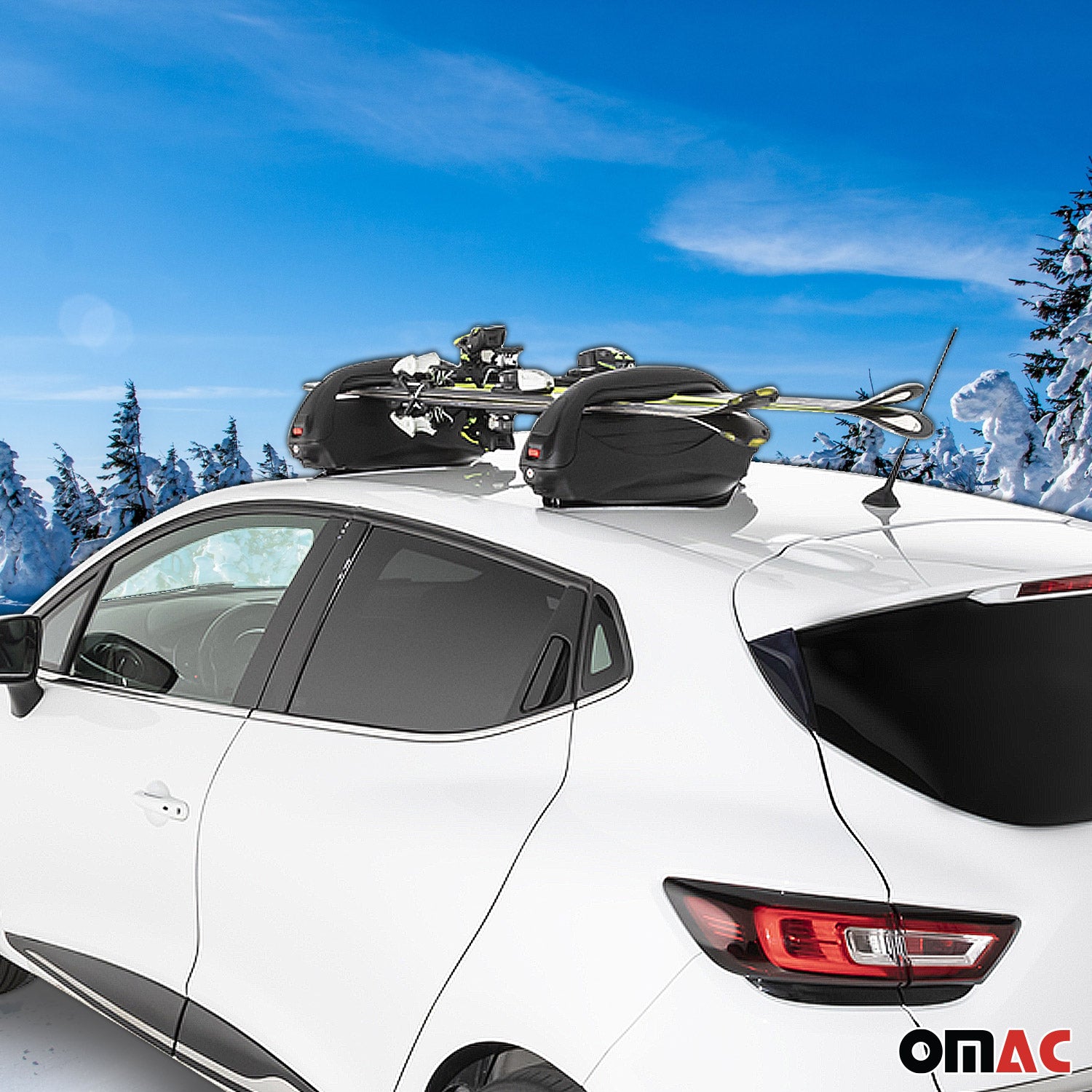 OMAC Menabo Porte-Skis Magnétique Porte-Snowboard Universel Verrouillable Noir