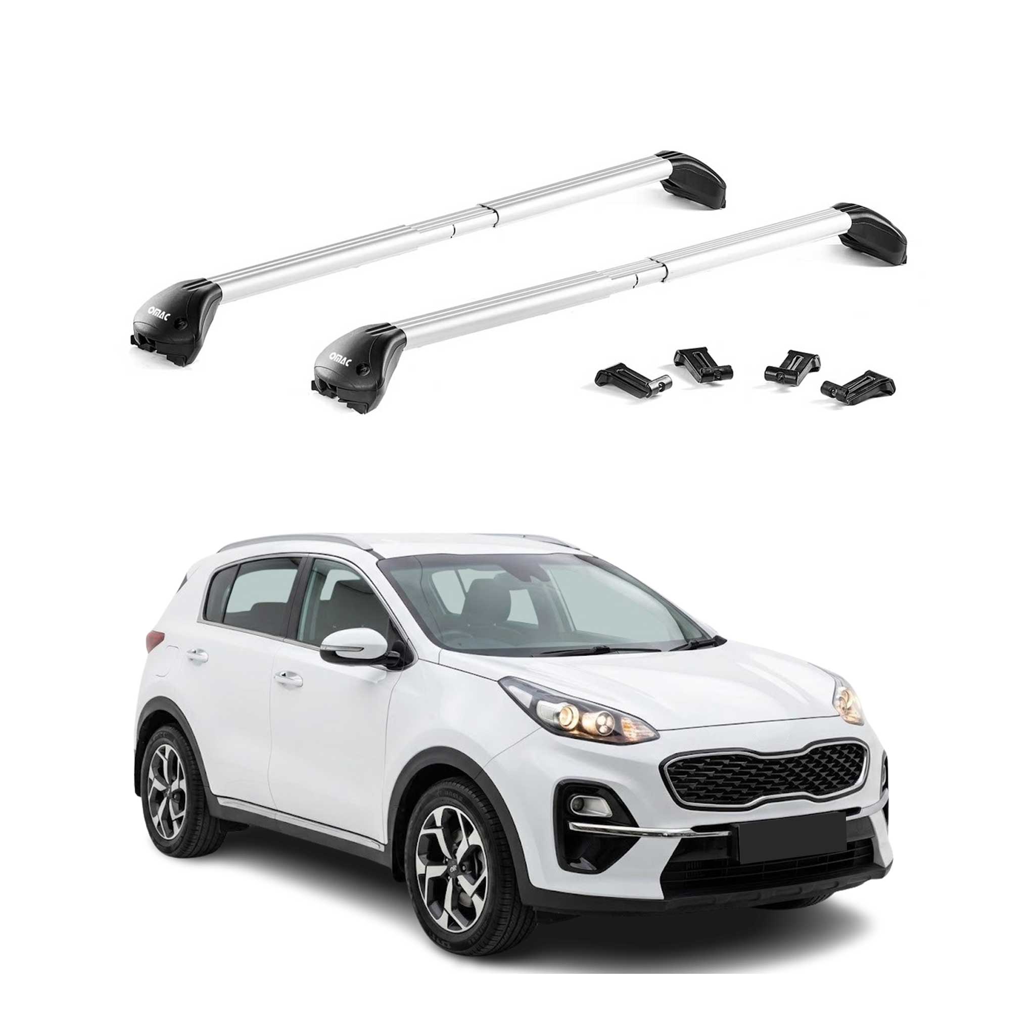 Barres de toit transversales pour Kia Sportage mk4 QL 2017-2022 Alu Gris 2x ABE