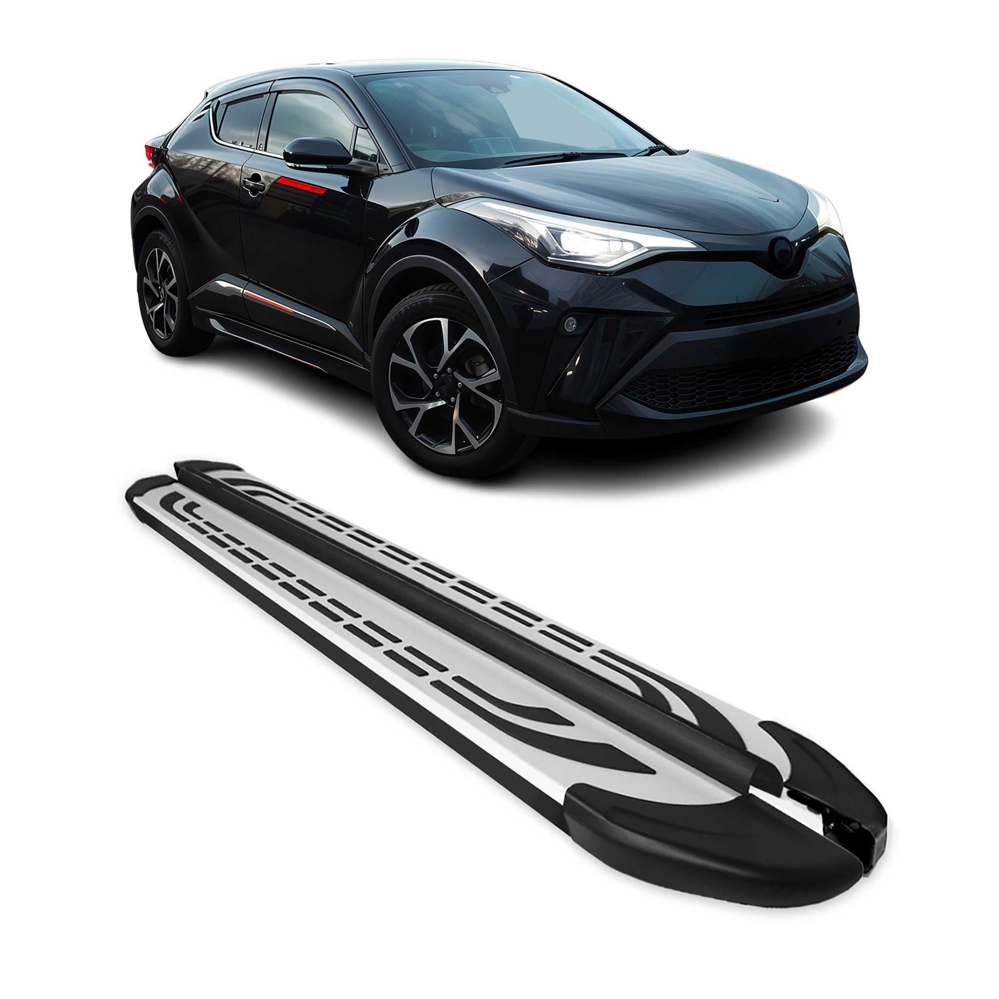 Marchepieds Latéraux pédale pour Toyota C-HR 2016-2023 Aluminium Gris Noir 2x