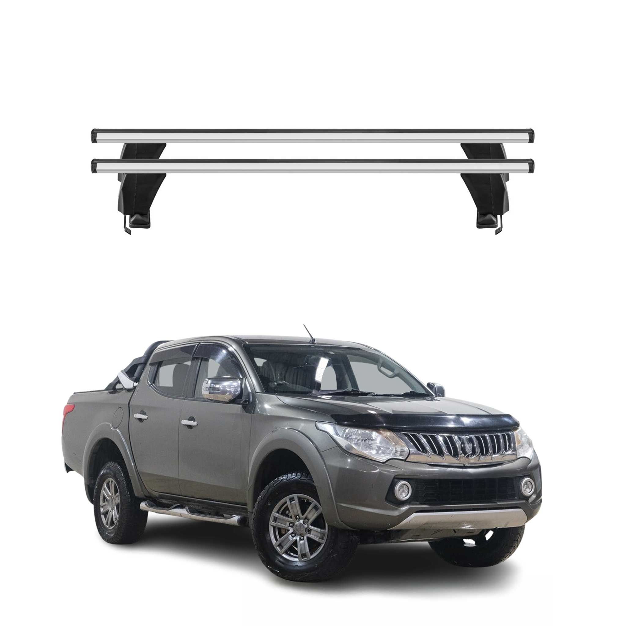 Menabo Barres de toit Transversales pour Mitsubishi L200 2015-2023 Alu Gris ABE
