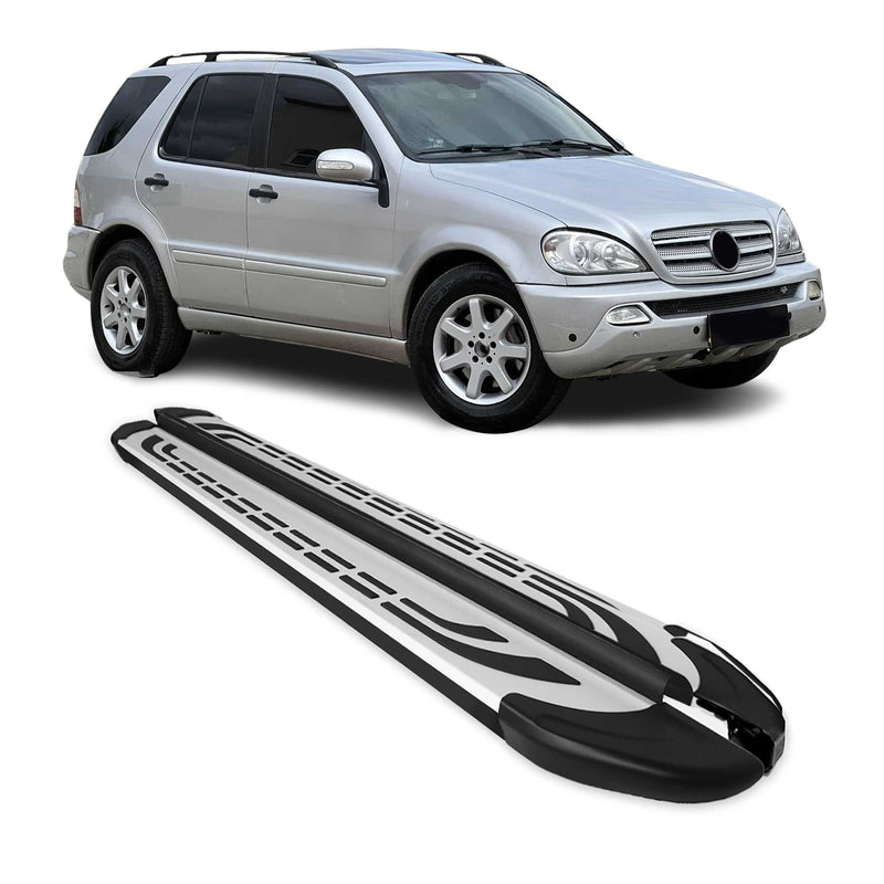Marchepieds Latéraux pour Mercedes Classe M W163 1998-2005 Aluminium Gris Noir