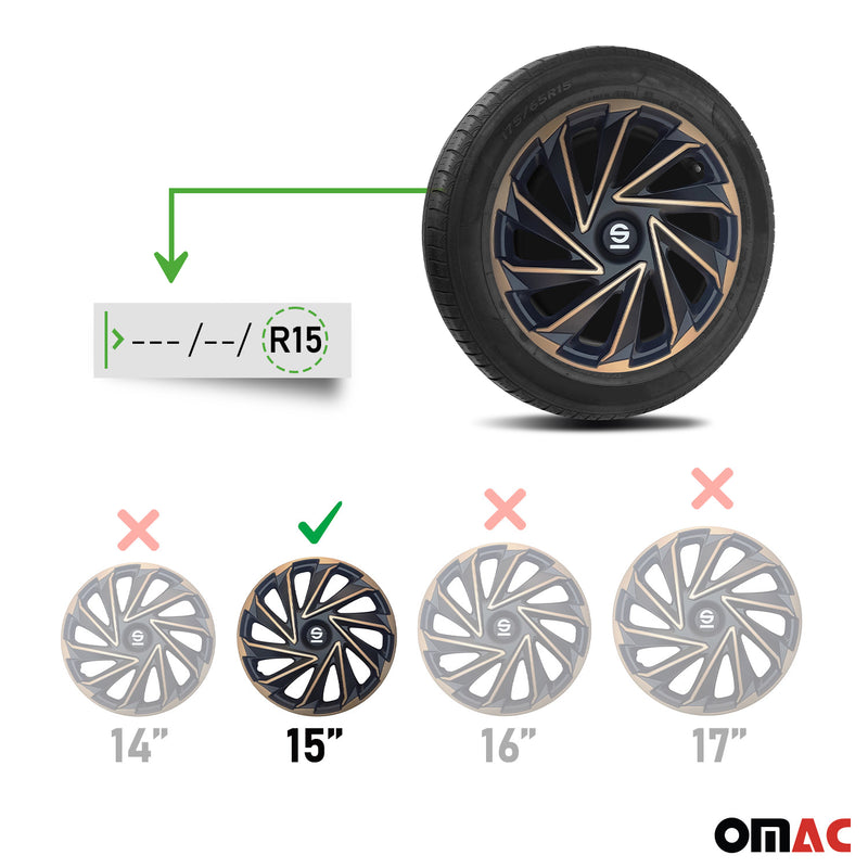 SPARCO Jeu Enjoliveurs de Roues 15 Pouces Doré