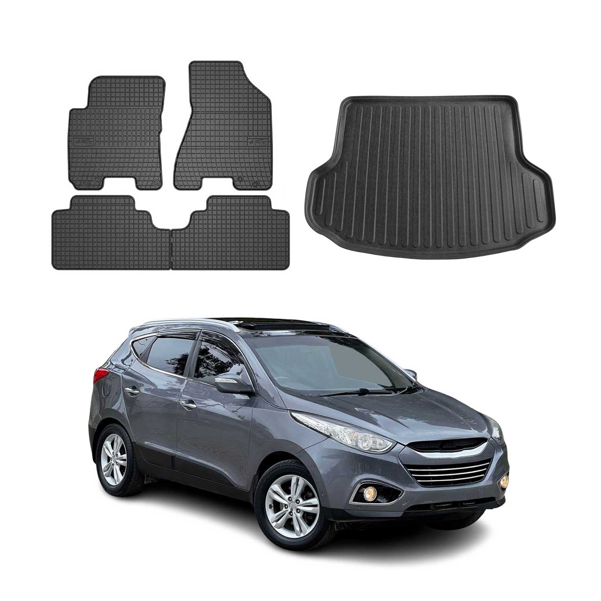 Kit Tapis de sol et coffre pour Hyundai Tucson 2009-2015 TPE Noir