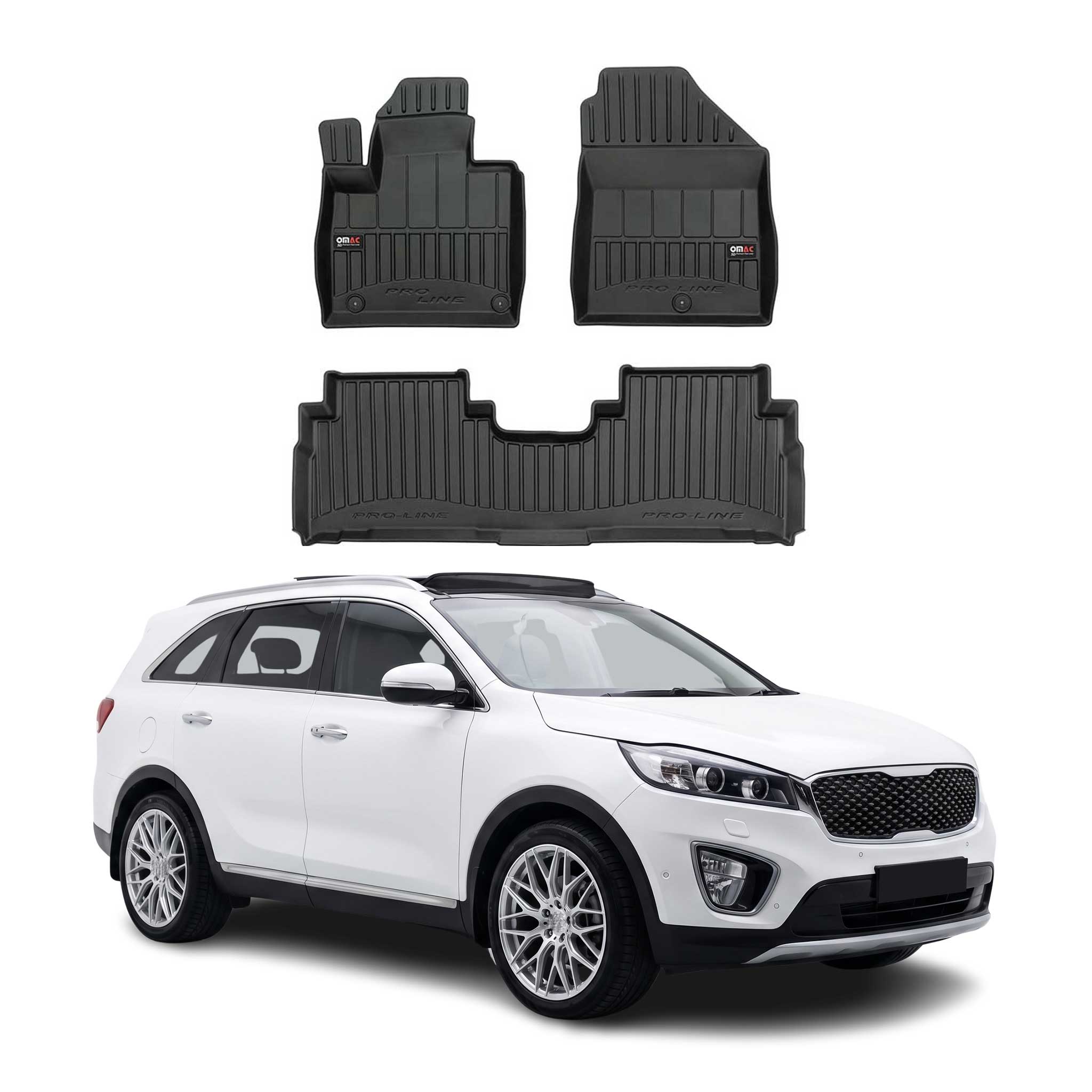 OMAC Tapis de sol en caoutchouc pour KIA Sorento 3 2015-2020 Noir Premium