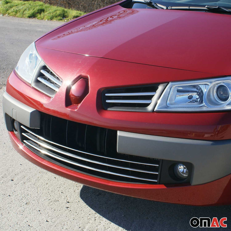 Grille de Calendre pour Renault Megane 2006-2010 4 PCS Acier Inox Chromé