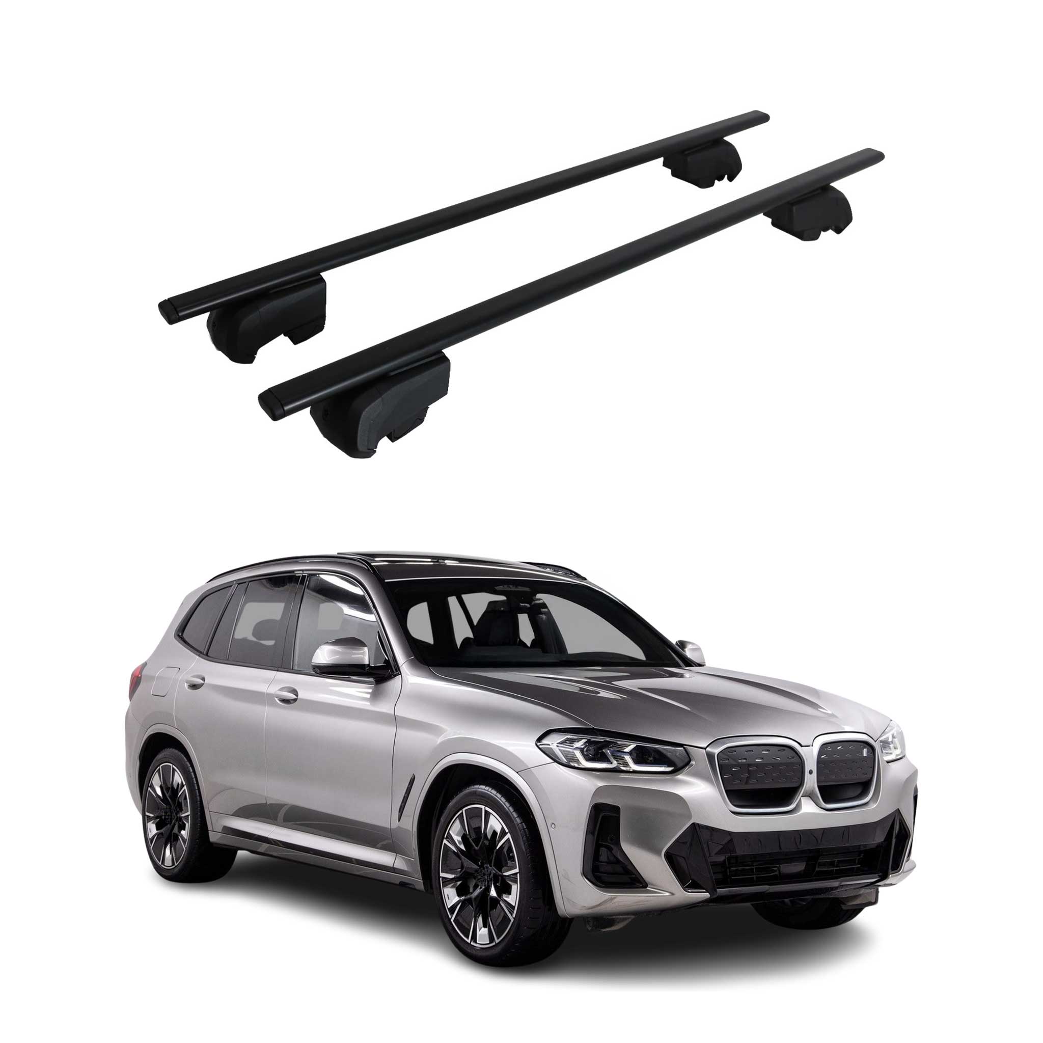 Barres de toit transversales pour BMW IX3 G08 2020-2024 Fer Noir