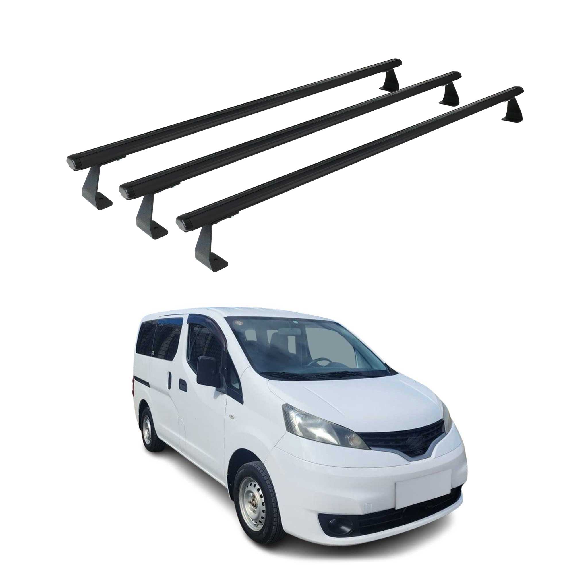 Barres de toit transversales pour Nissan NV200 2010-2025 Aluminium Noir 3 pcs