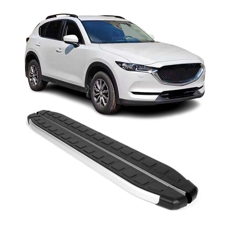 Marchepieds Latéraux pédale pour Mazda CX-5 2018-2024 Aluminium Noir Gris 2Pcs