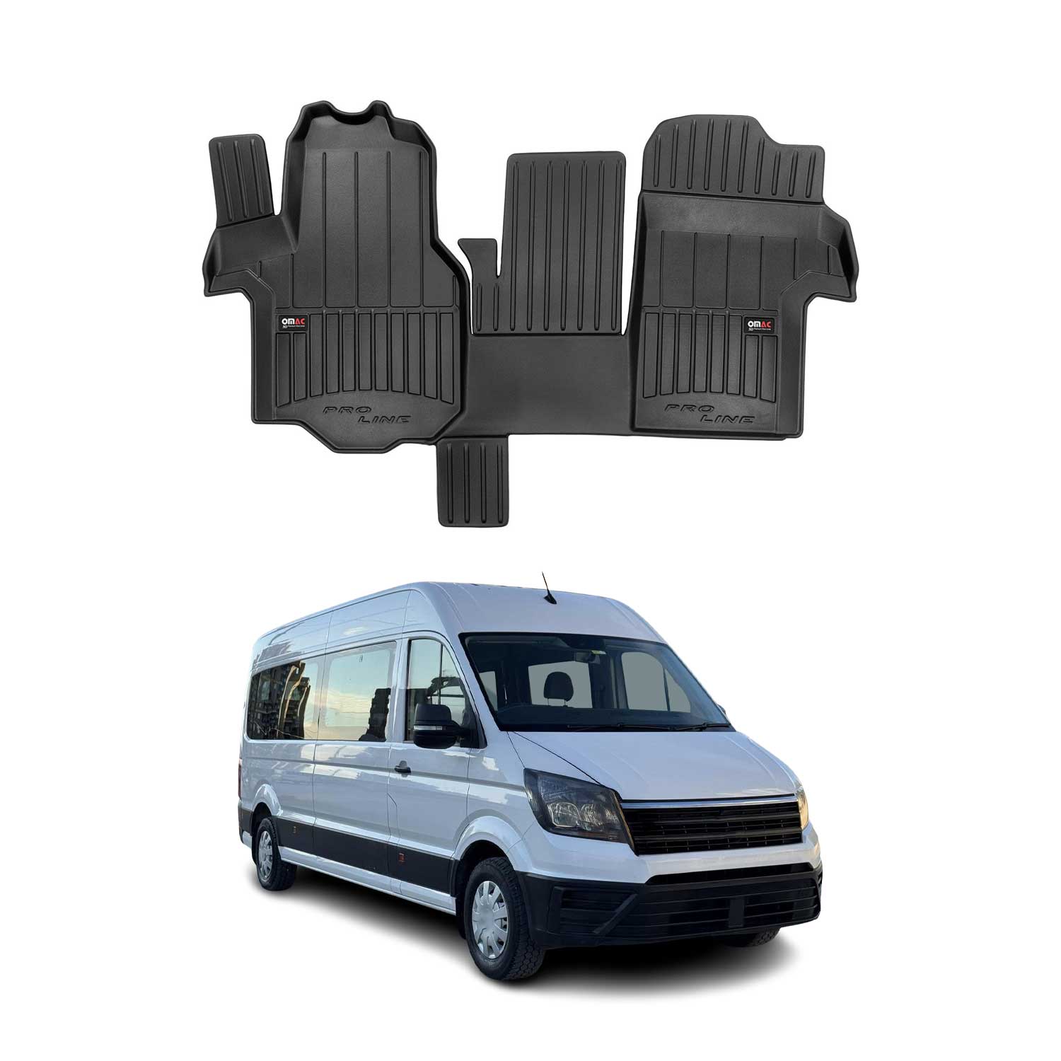 OMAC Tapis de sol en caoutchouc pour VW Crafter 2016-2024 Noir Premium