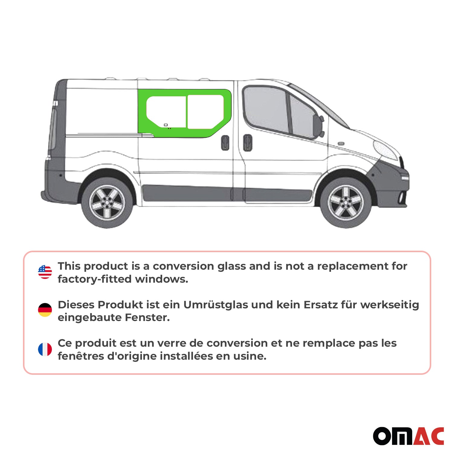 Vitre de Porte pour Opel Vivaro 2001-2014 L1/L2 Avant Droit coulissante
