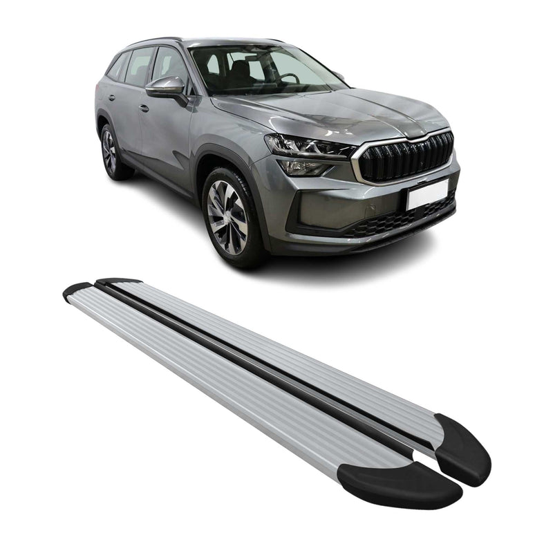 Marchepieds latéraux pédale pour Skoda Kodiaq 2024-2025 Alu Gris 2x