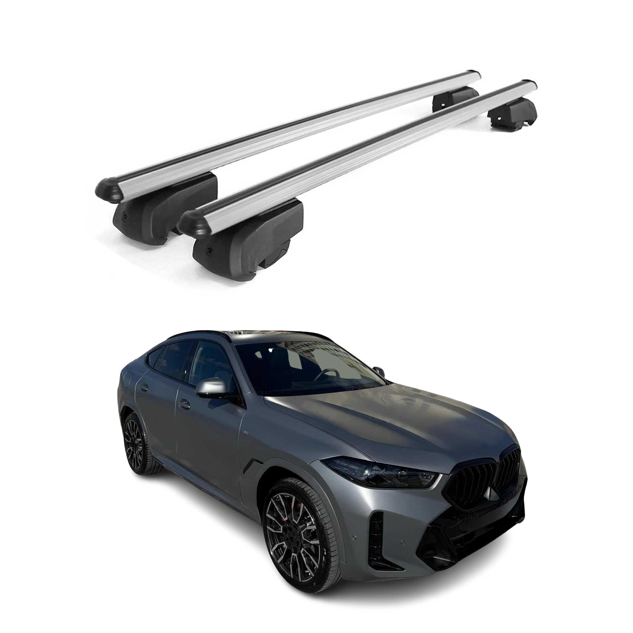 Barres de toit transversales pour BMW X6 G06 2019-2024 Aluminium Gris