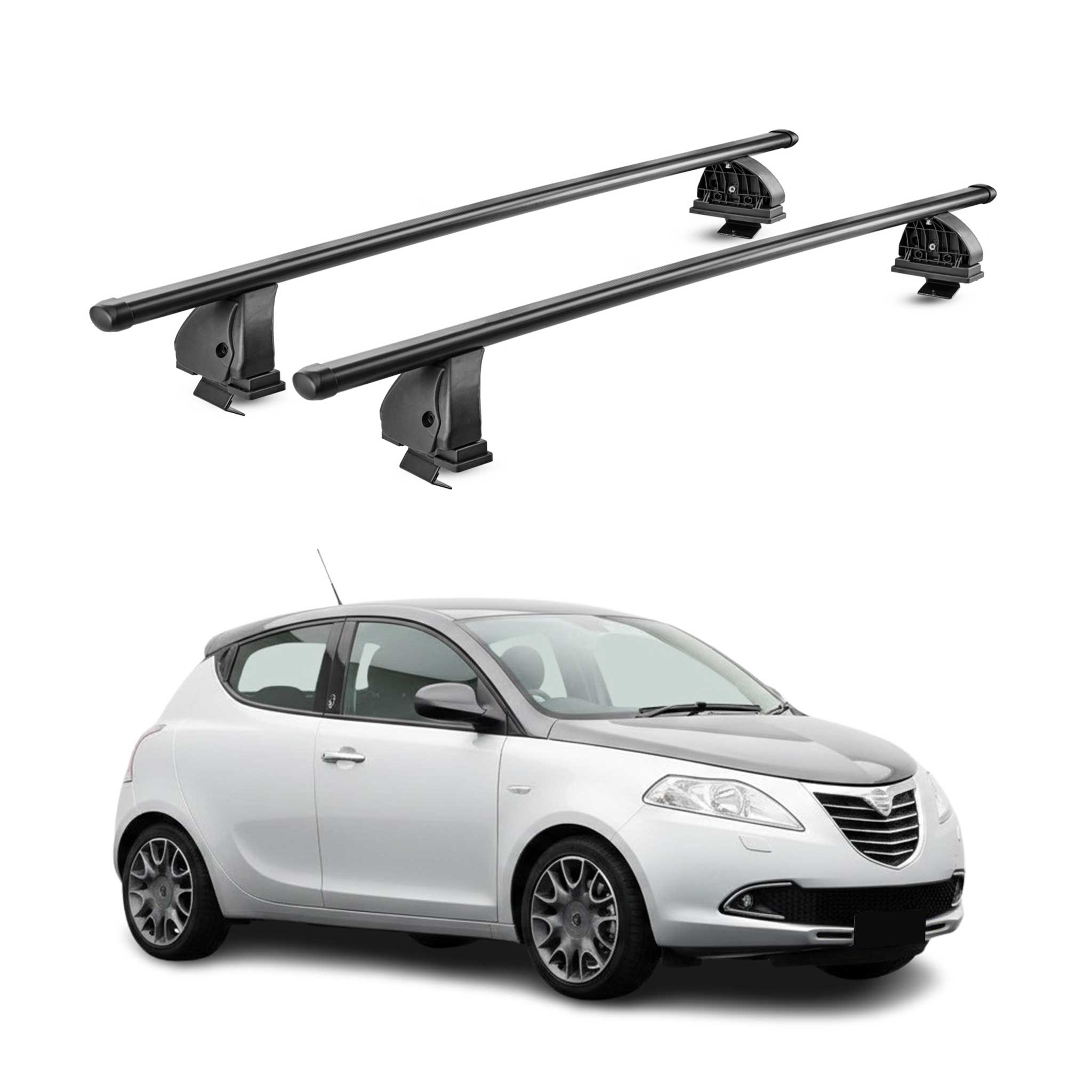 Barres de toit transversales acier pour Lancia Ypsilon III 2011-2024 TÜV Noir 2x
