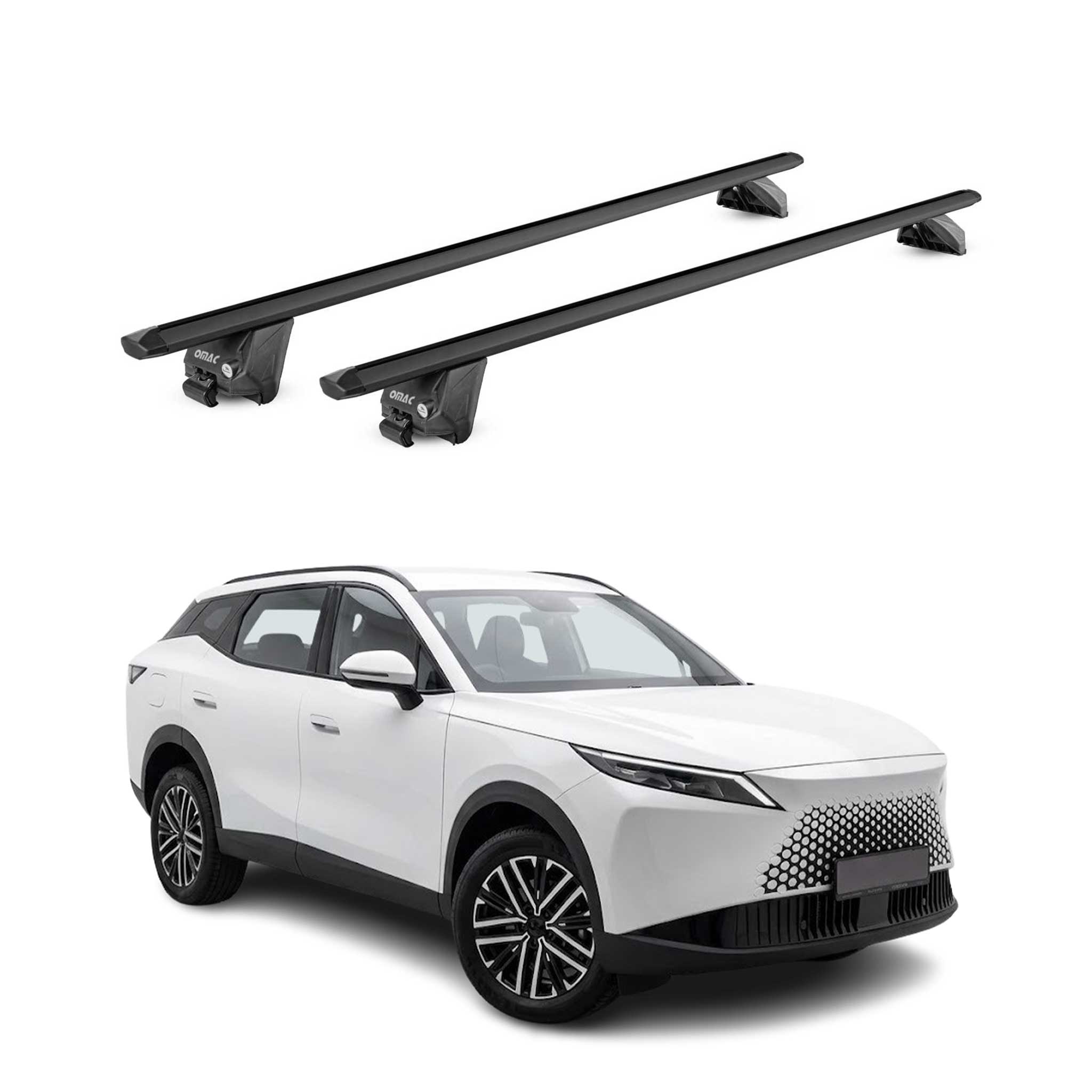 Barres de toit transversales pour Omoda 7 2025-2026 Alu Noir 2 pièces ABE