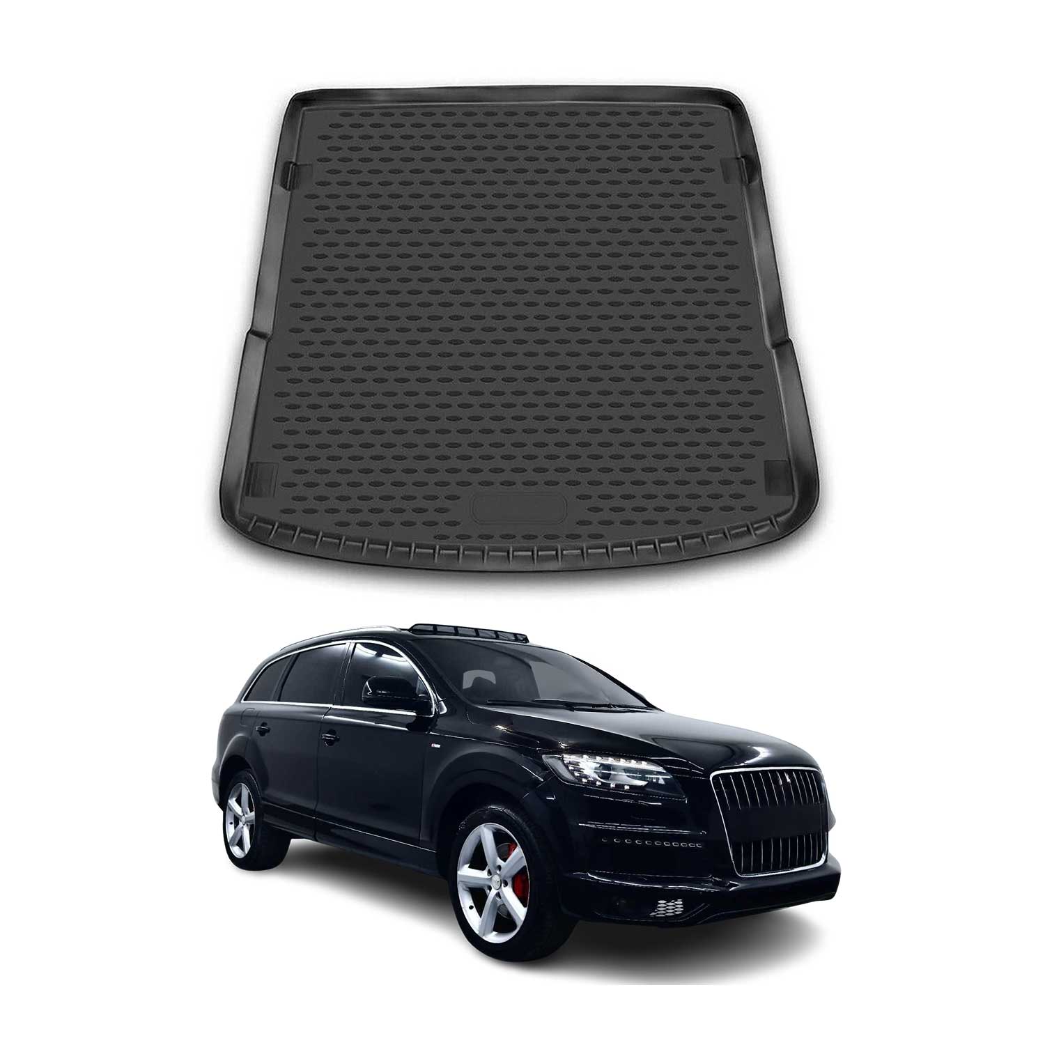 OMAC Tapis de coffre pour Audi Q7 4LB 2006-2015 en caoutchouc TPE Noir 1Pcs