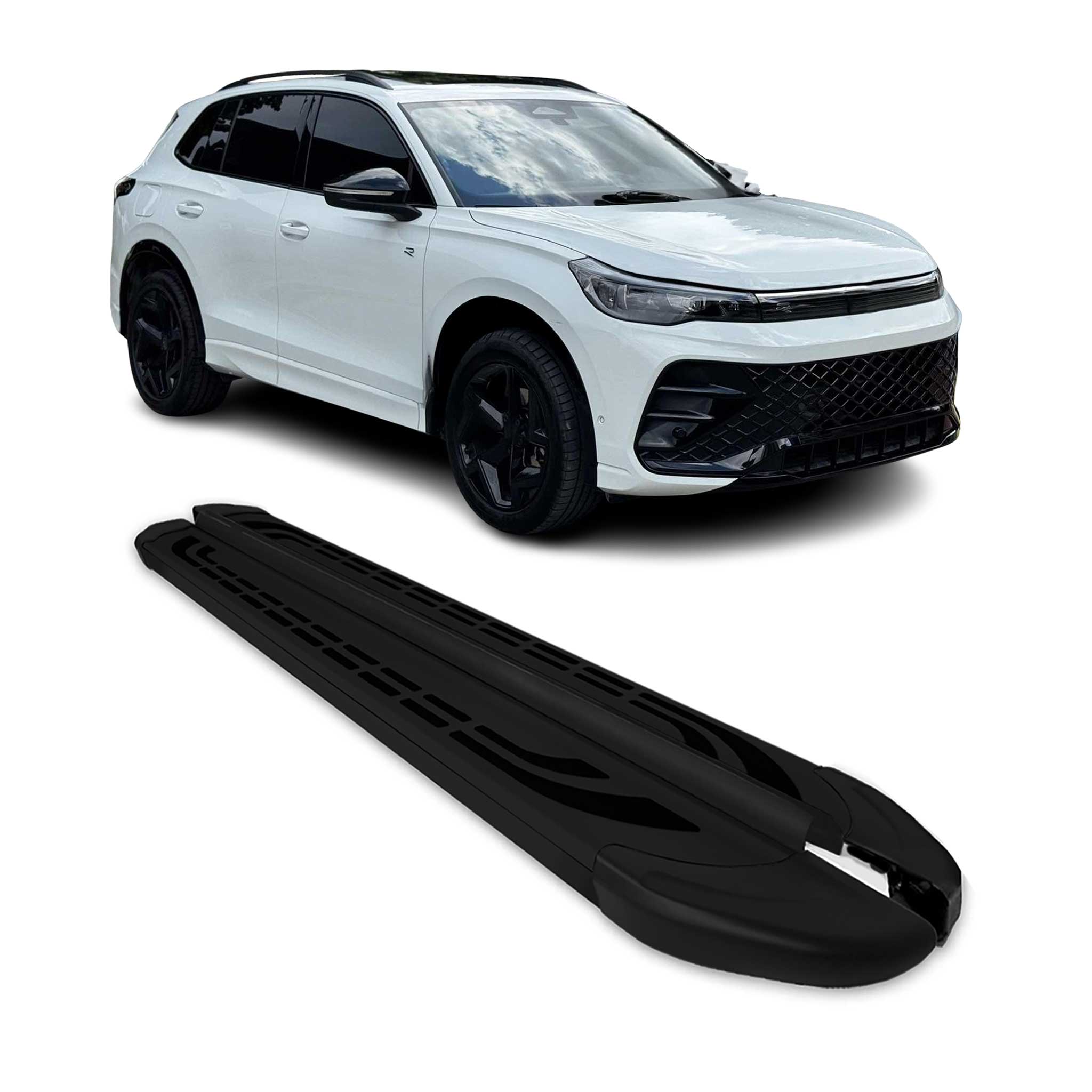 Marchepieds latéraux pédale pour VW Tiguan mk3 2024-2026 Aluminium Noir 2Pcs
