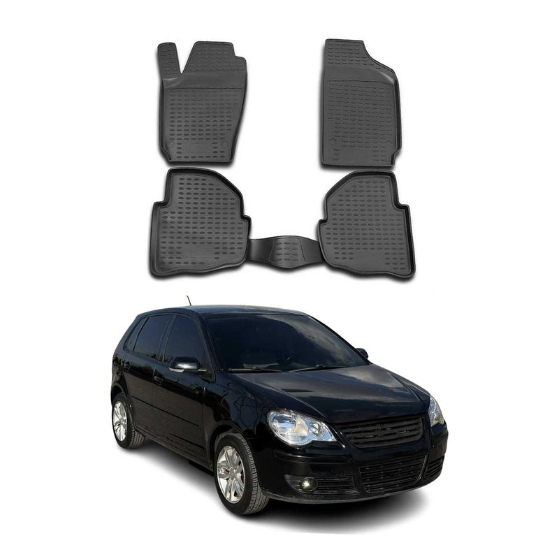 Tapis de sol pour VW Polo 2001-2009 en caoutchouc TPE 3D Noir 4Pcs