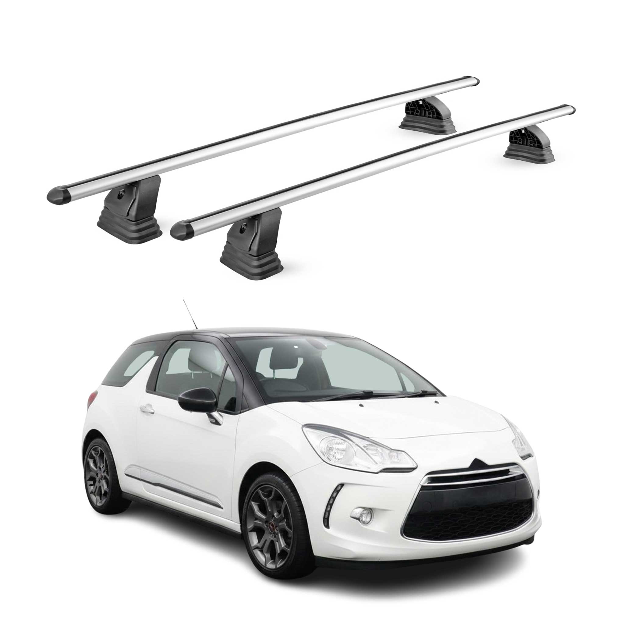 Barres de toit transversales Aluminium pour DS 3 I 2010-2019 TÜV 75 kg Gris 2Pcs
