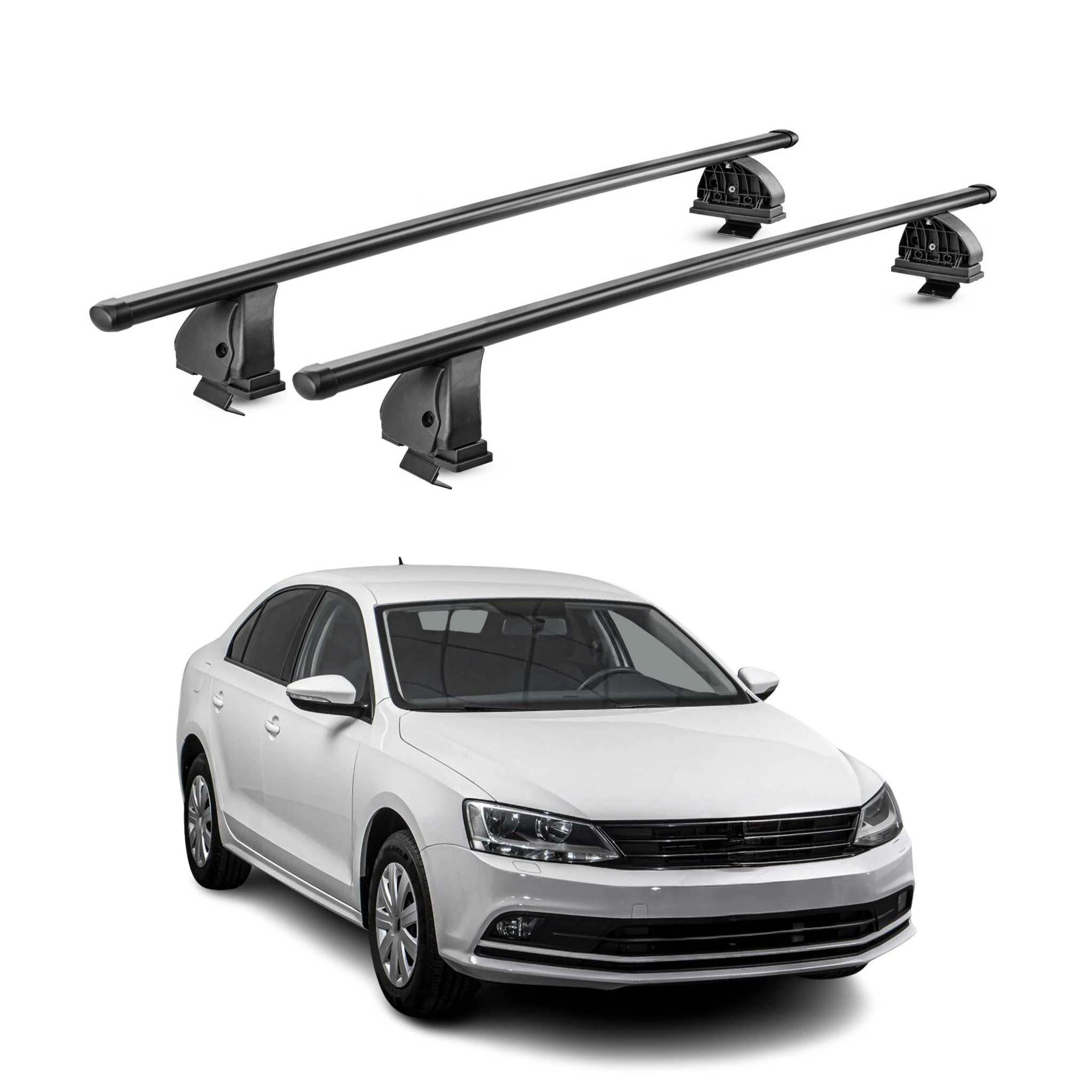 Barres de toit transversales acier pour VW Jetta VI 2010-2018 TÜV 75 kg Noir 2x