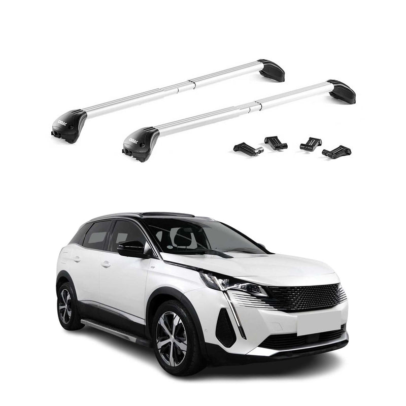 Barres de toit transversales pour Peugeot 3008 2016-2024 Alu Argenté 2x ABE