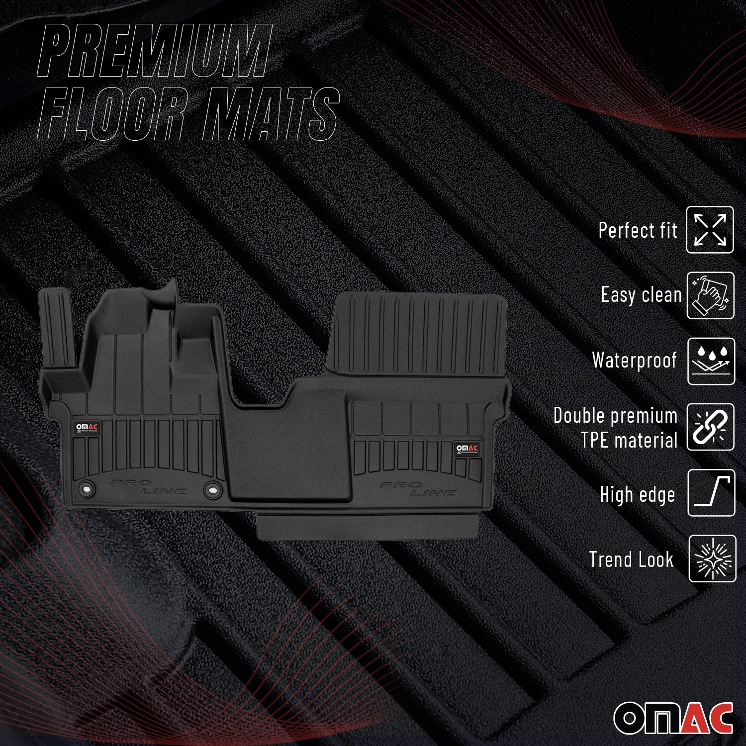 Tapis de Sol pour Peugeot Expert 2016-2026 Caoutchouc TPE Noir