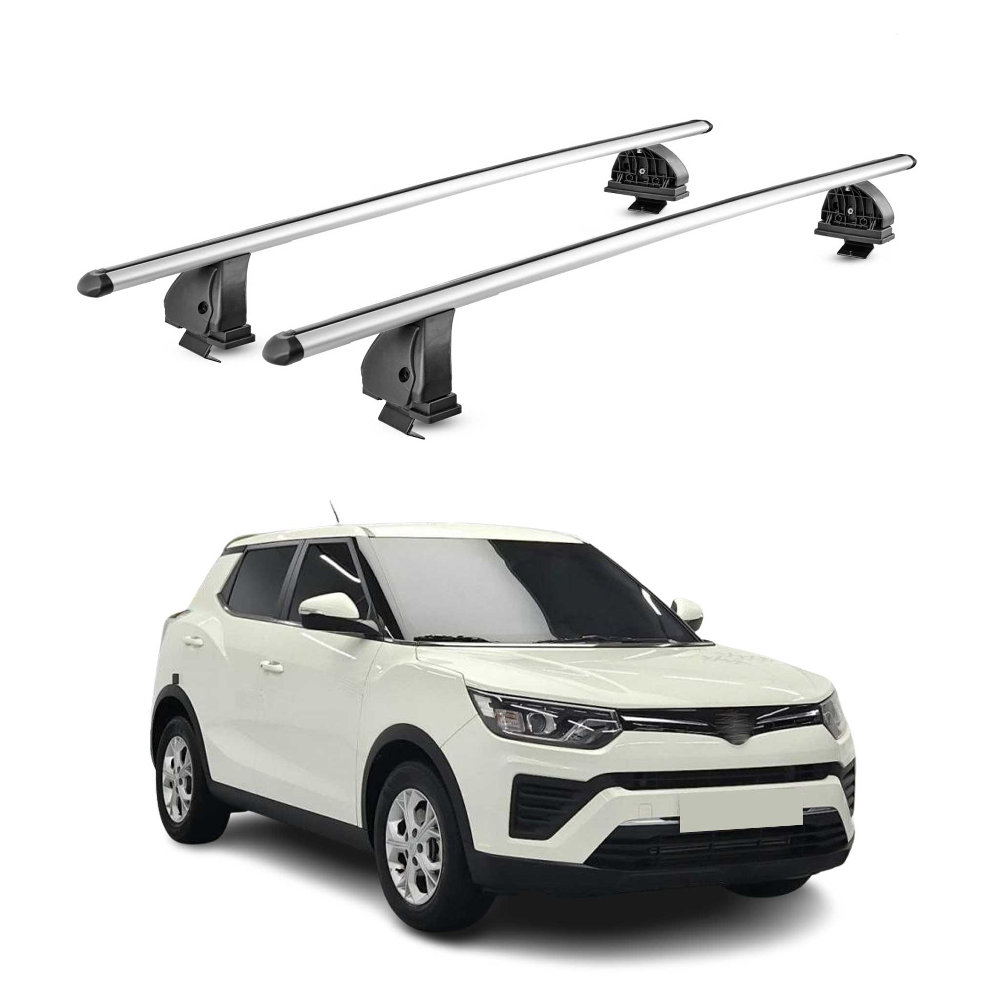 Barres de toit transversales Alu pour Ssangyong Tivoli 2015-2023 TÜV Gris 2Pcs