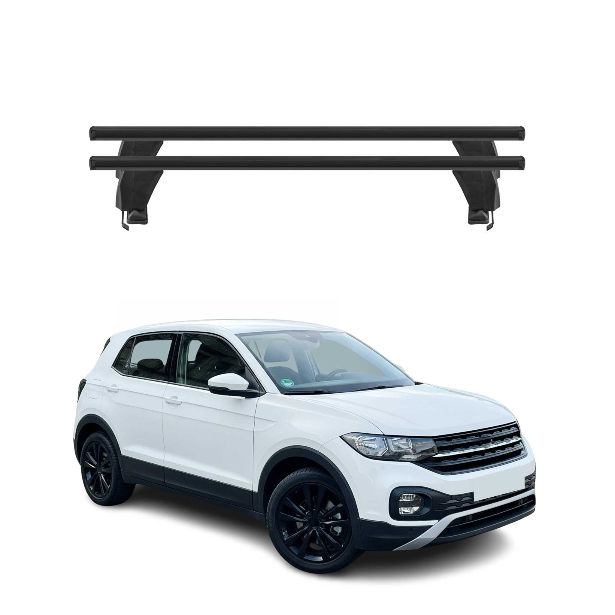Menabo Barres de toit transversales pour VW T-Cross 2019-2026 Alu Noir 2x
