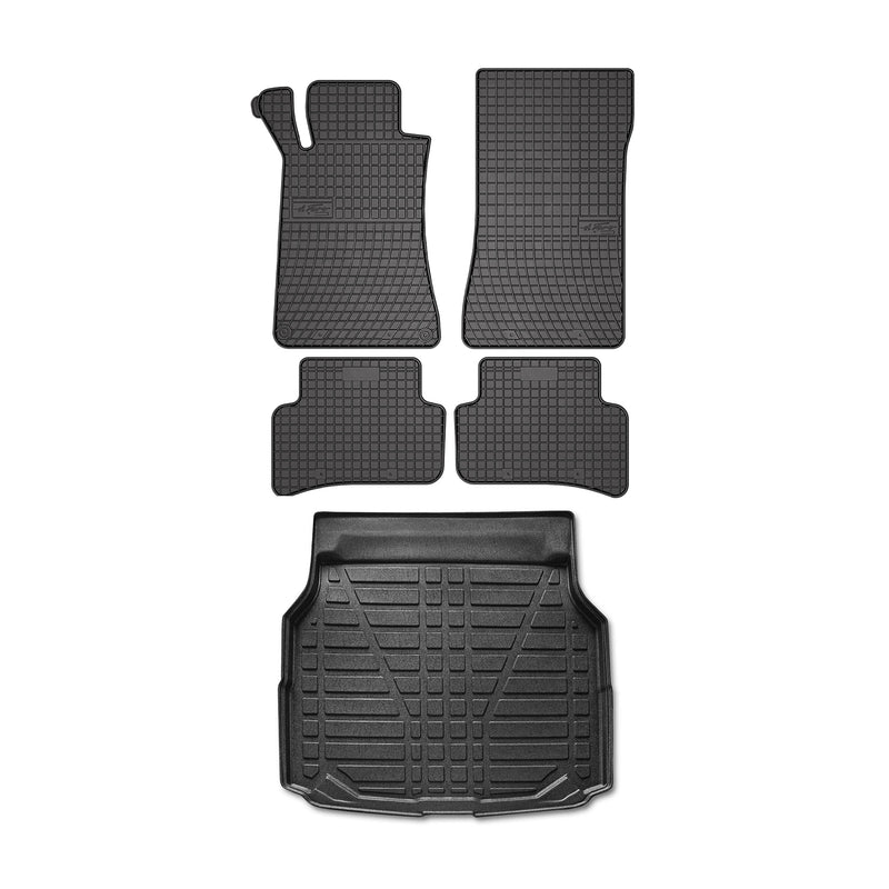 Kit Tapis de sol et coffre pour Mercedes Classe C W203 2000-2007 TPE Noir