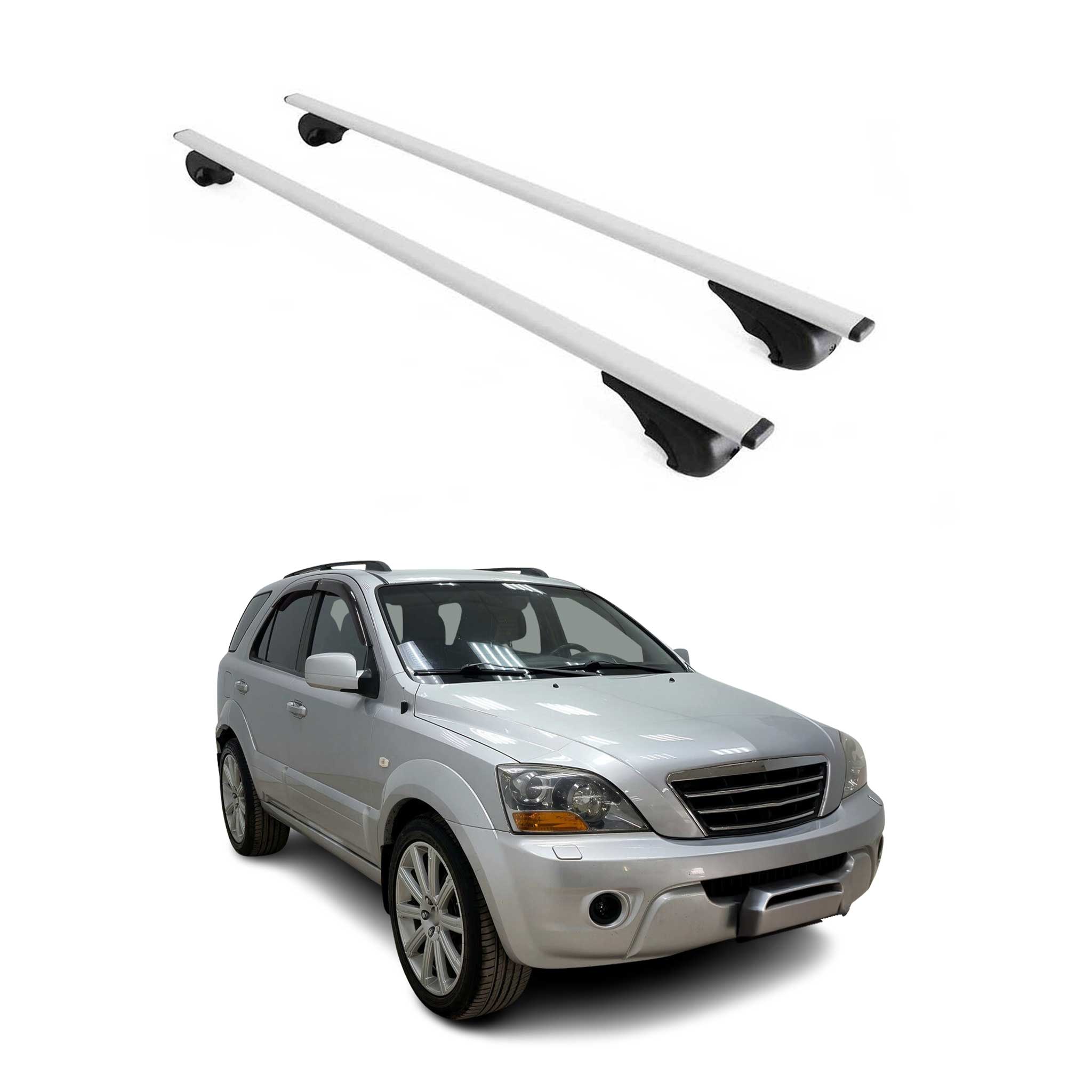 Barres de toit Transversales pour Kia Sorento 2002-2009 Fer Argent