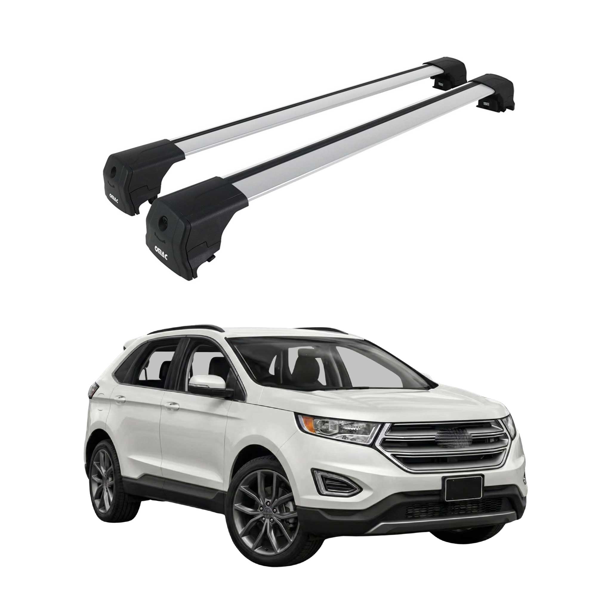 Barres De Toit Transversales pour Ford Edge II 2015-2023 Aluminium Gris 2Pcs