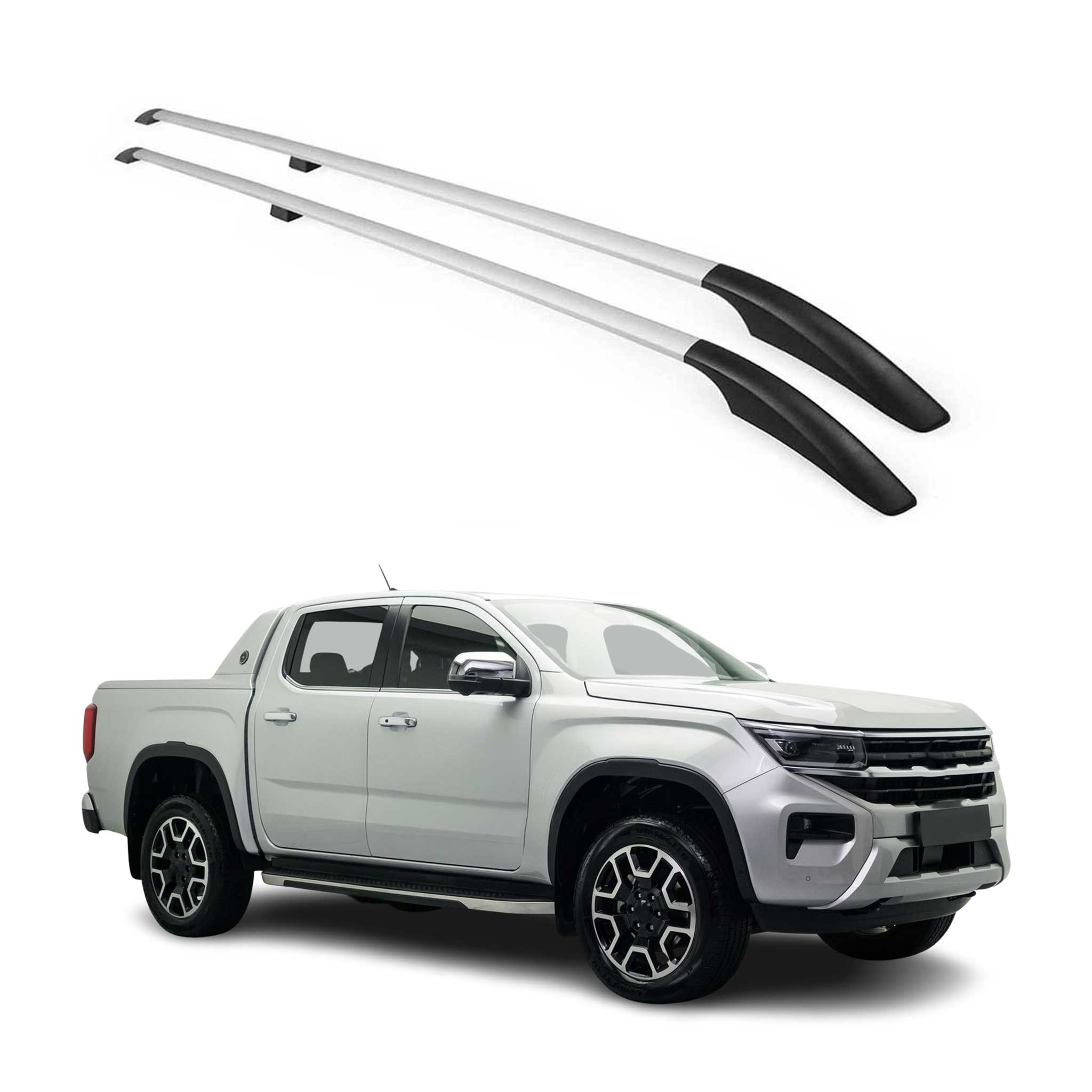 Barres de toit longitudinales pour VW Amarok 2023-2026 Double Cab Alu Gray 2 Pcs