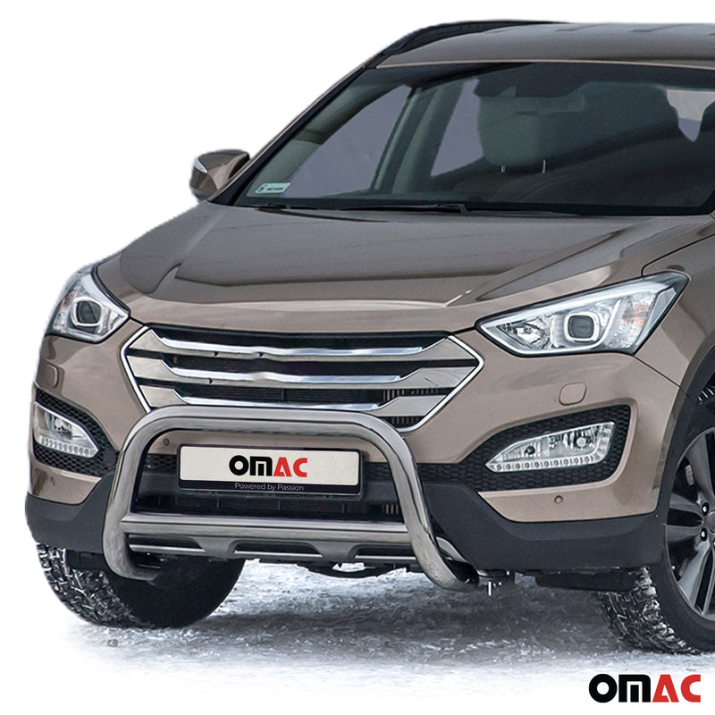 Pare-Buffle Avant Pour Hyundai Santa Fe 2012-2018 en Acier Inoxy Argent