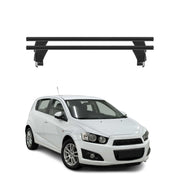 Menabo Barres de toit Transversales pour Chevrolet Aveo T300 2011-2020 Alu Noir