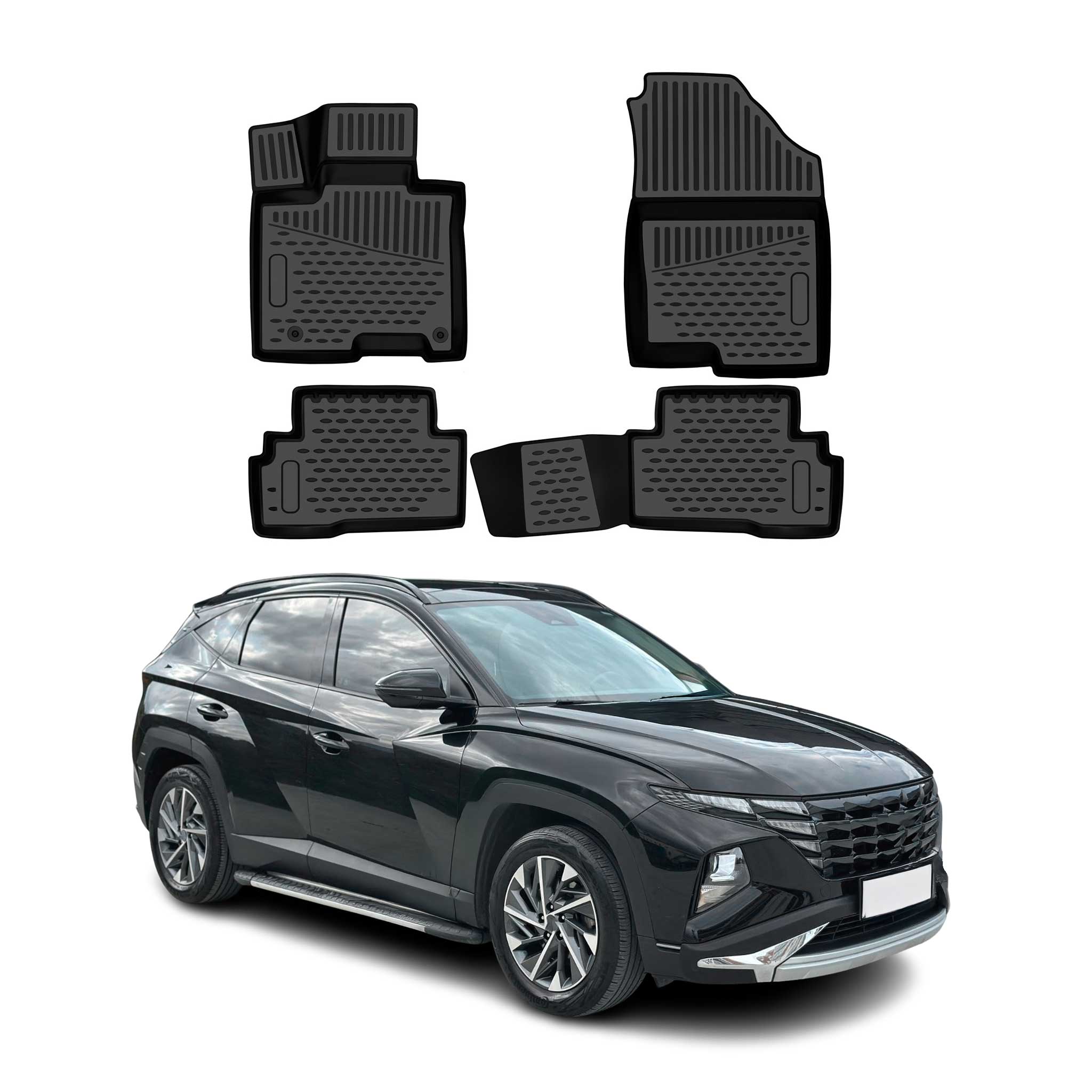 OMAC Tapis de sol pour Hyundai Tucson IV 2023-2026 Facelift en caoutchouc Noir
