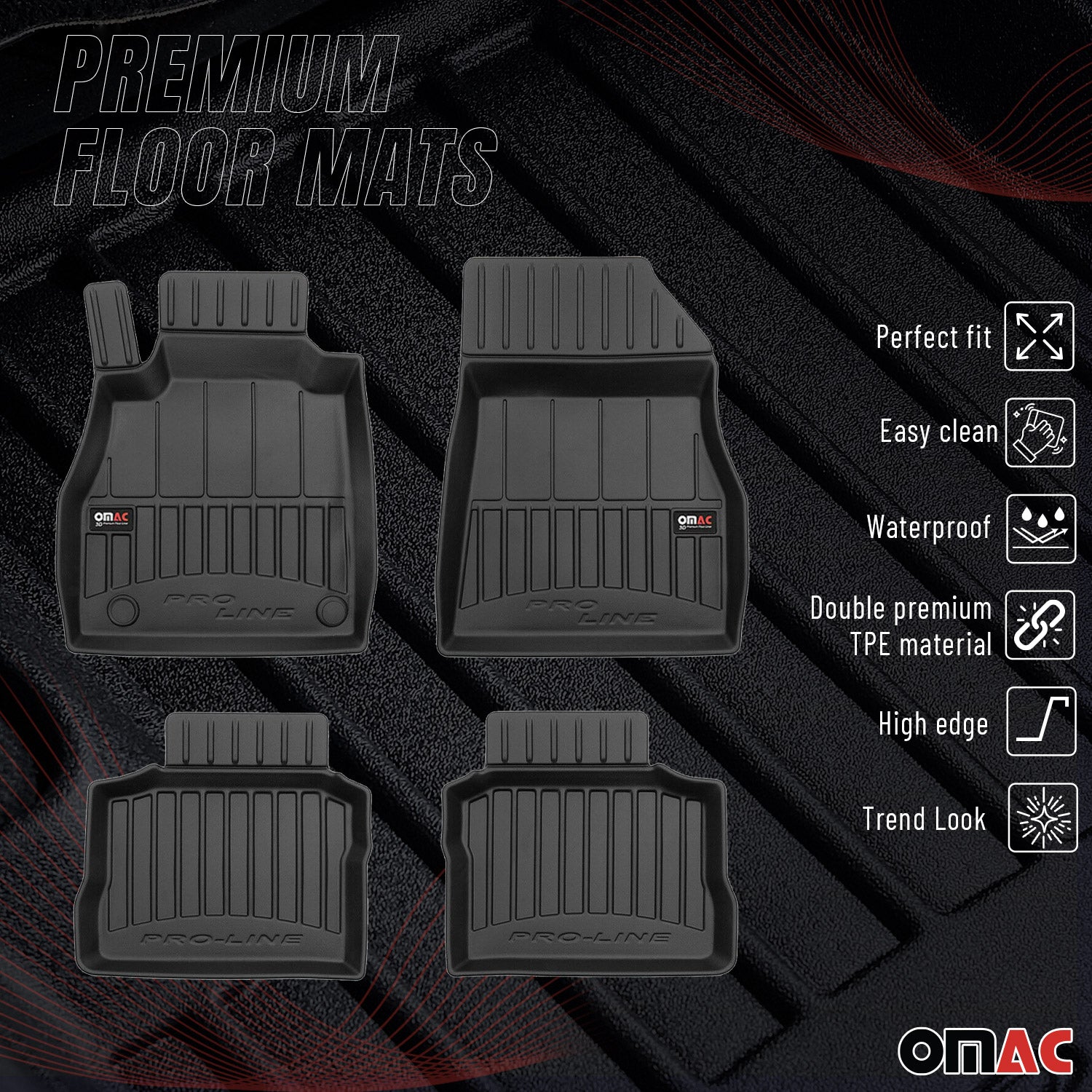 Tapis de Sol Voiture pour Nissan Micra 2017-2023 Caoutchouc TPE Noir