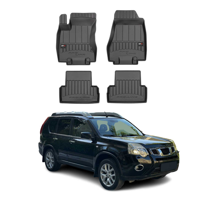OMAC Tapis de sol en caoutchouc pour Nissan X-Trail 2008-2013 Noir Premium