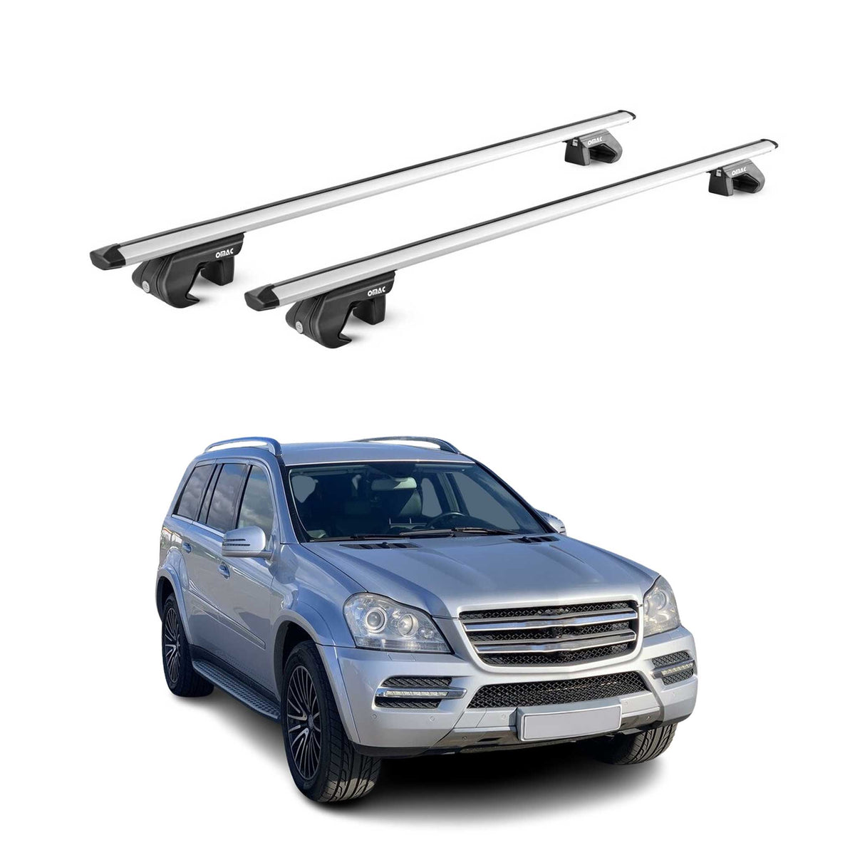Barres de toit transversales ABE pour Mercedes GL X164 2006-2015 5 P Alu Gris 2x