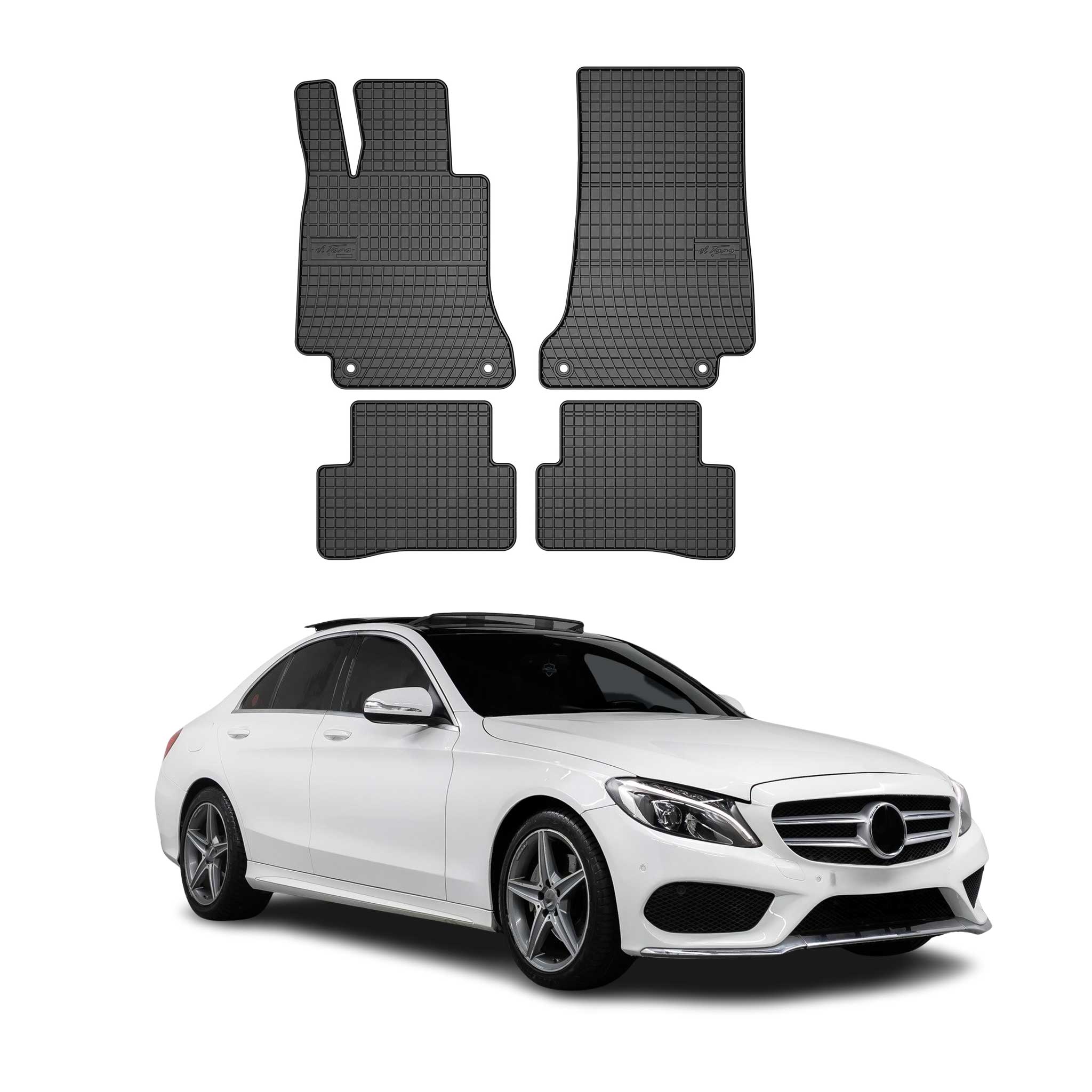 Tapis de Sol pour Mercedes Classe C W205 2014-2021 Caoutchouc Noir