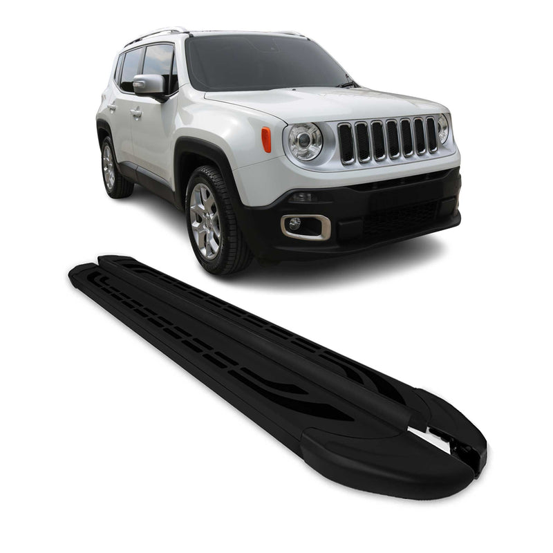 Marchepieds Latéraux Pédale Pour Jeep Renegade 2015-2025 Aluminium Noir 2Pcs