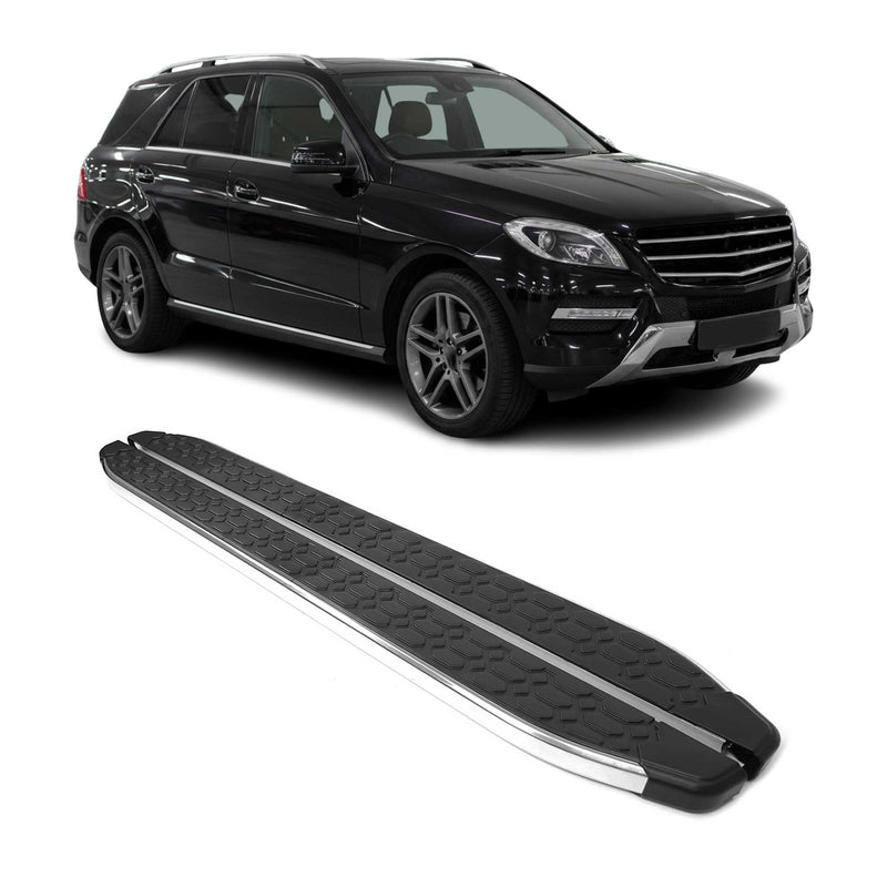 Marchepieds Latéraux pour Mercedes Classe M W166 2011-2015 inox Argent Noir