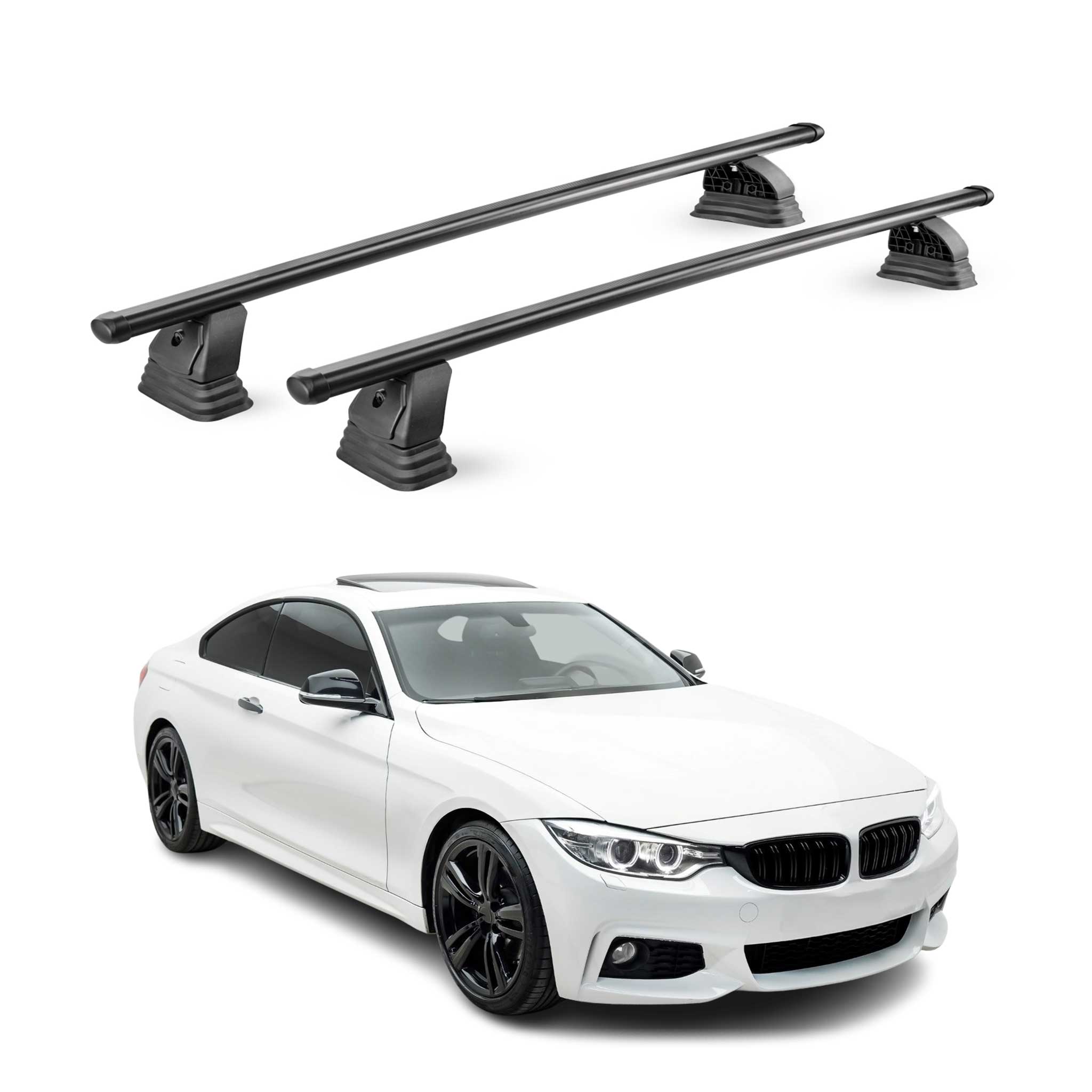 Barres de toit transversales acier pour Bmw Serie 4 Coupè F32 2013-2020 Noir 2x
